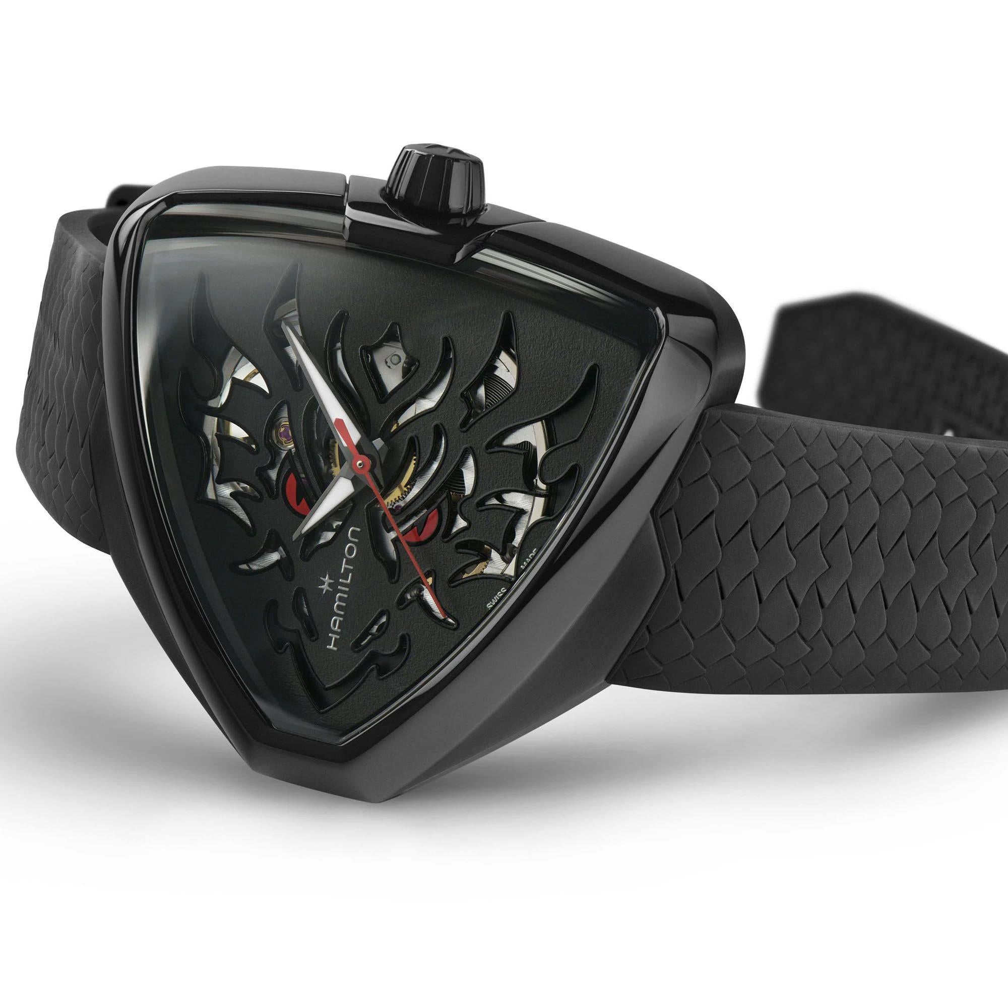 Hamilton Ventura Elvis80 Skeleton Automatic Black Dial Black Rubber Strap Men’s Watch H24535332