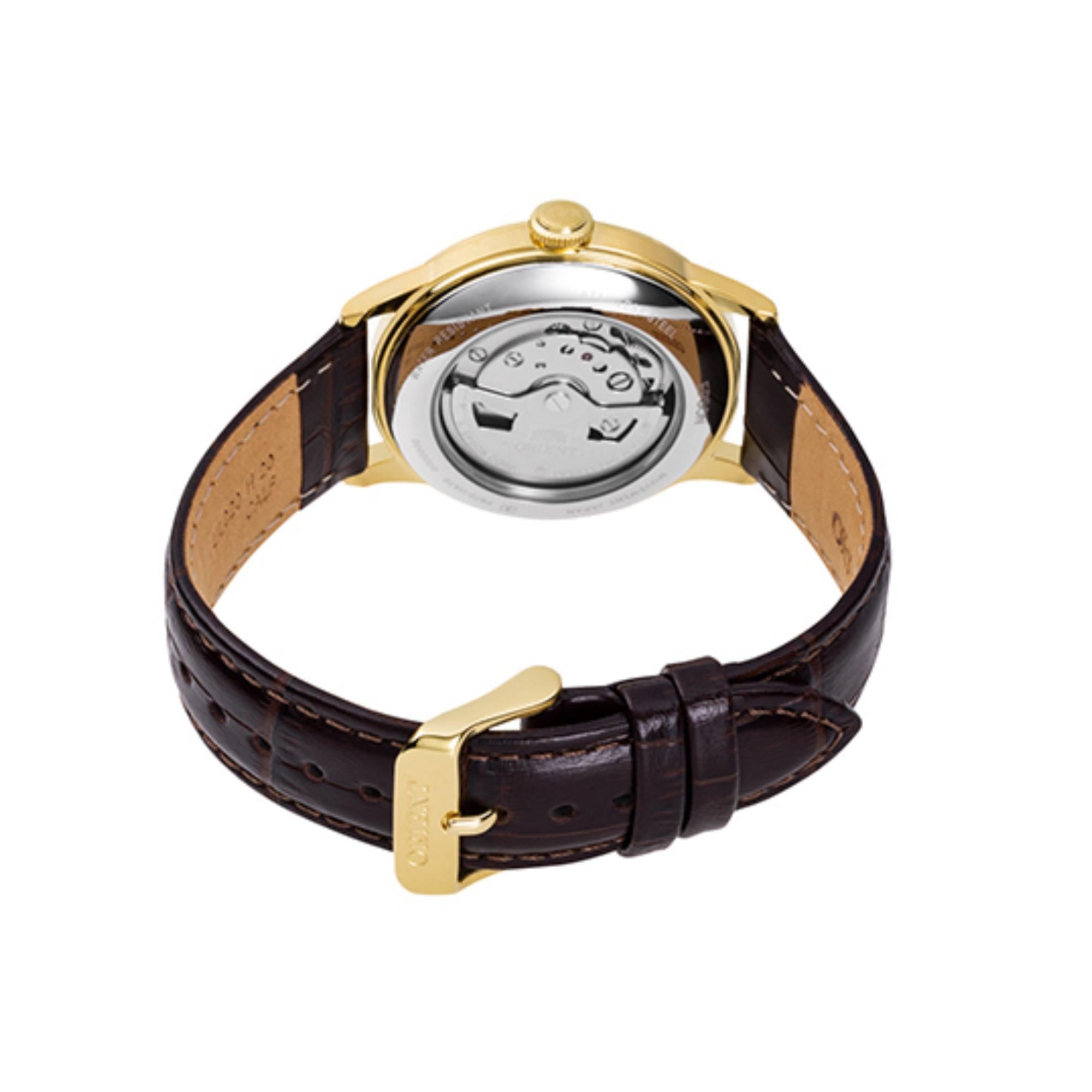 Orient Bambino Version 7 Classic Vintage Style White Dial Brown Leather Strap Unisex Dress Watch RA-AC0M01S30B
