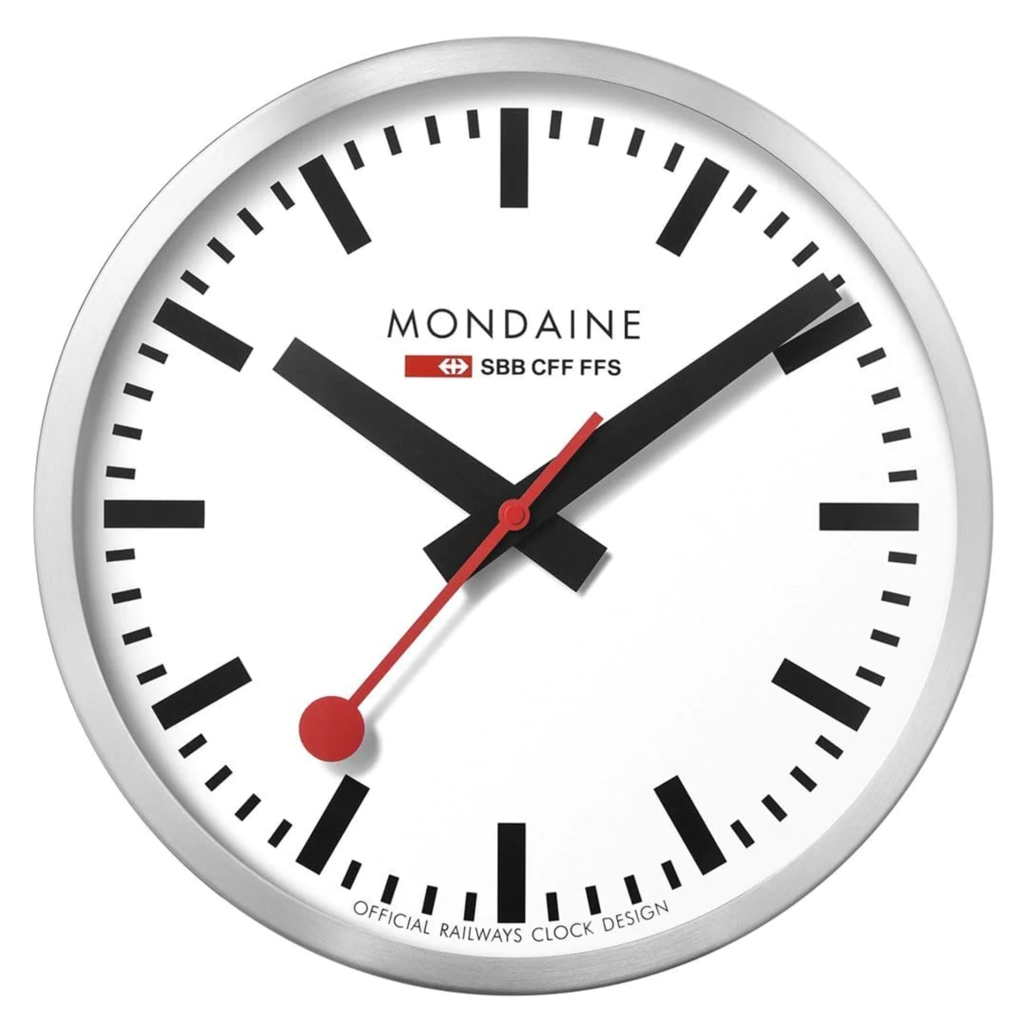 Mondaine Swiss Railways Large Aluminum Case Wall Clock A995.CLOCK.16SBB 400mm