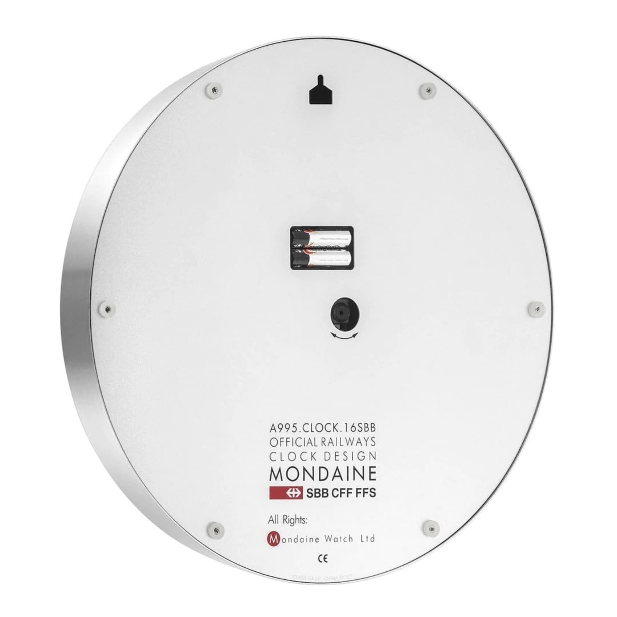 Mondaine Swiss Railways Large Aluminum Case Wall Clock A995.CLOCK.16SBB 400mm