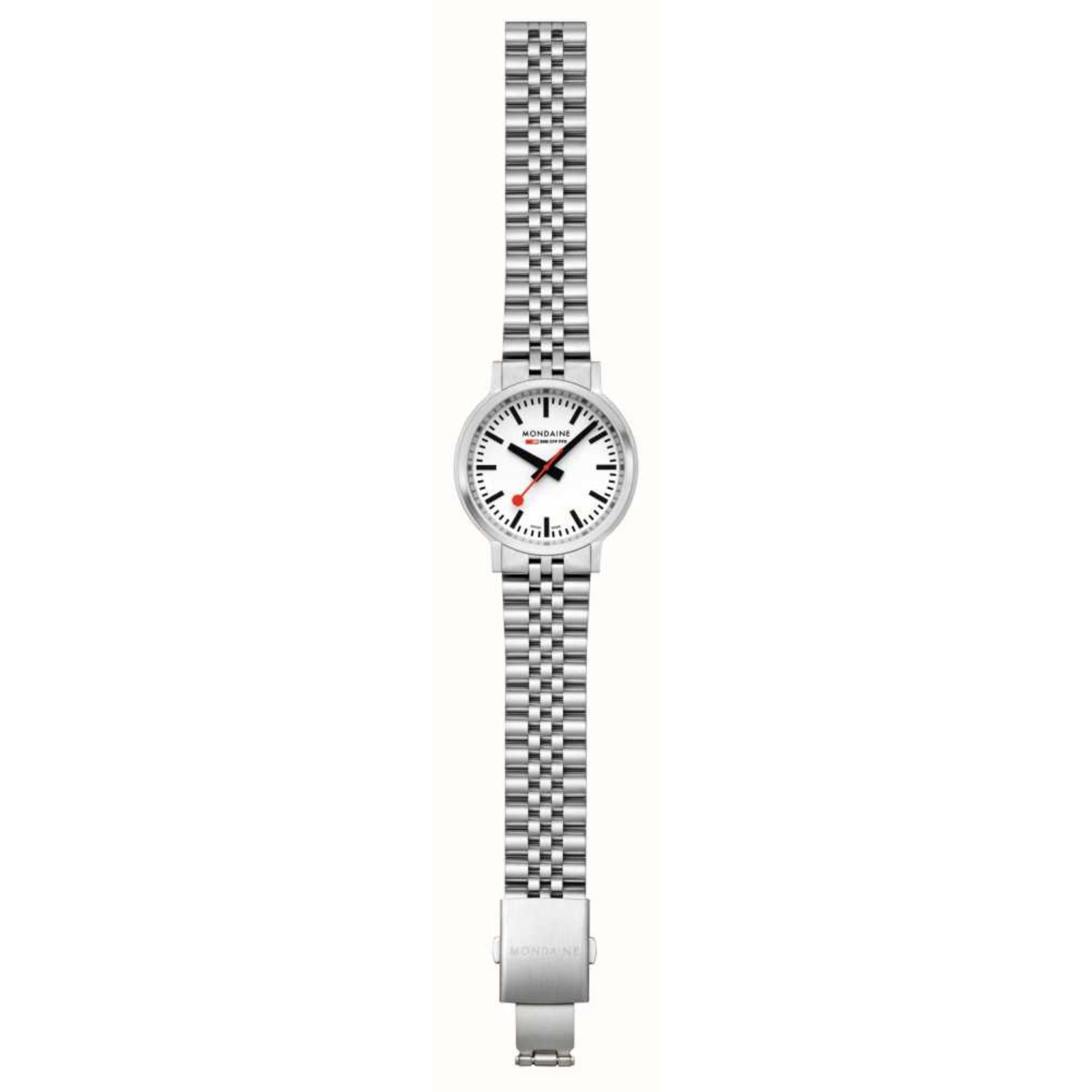 Mondaine stop2go Quartz White Dial Stainless Steel Bracelet Men's Watch MST.4101B.SJ.2SE
