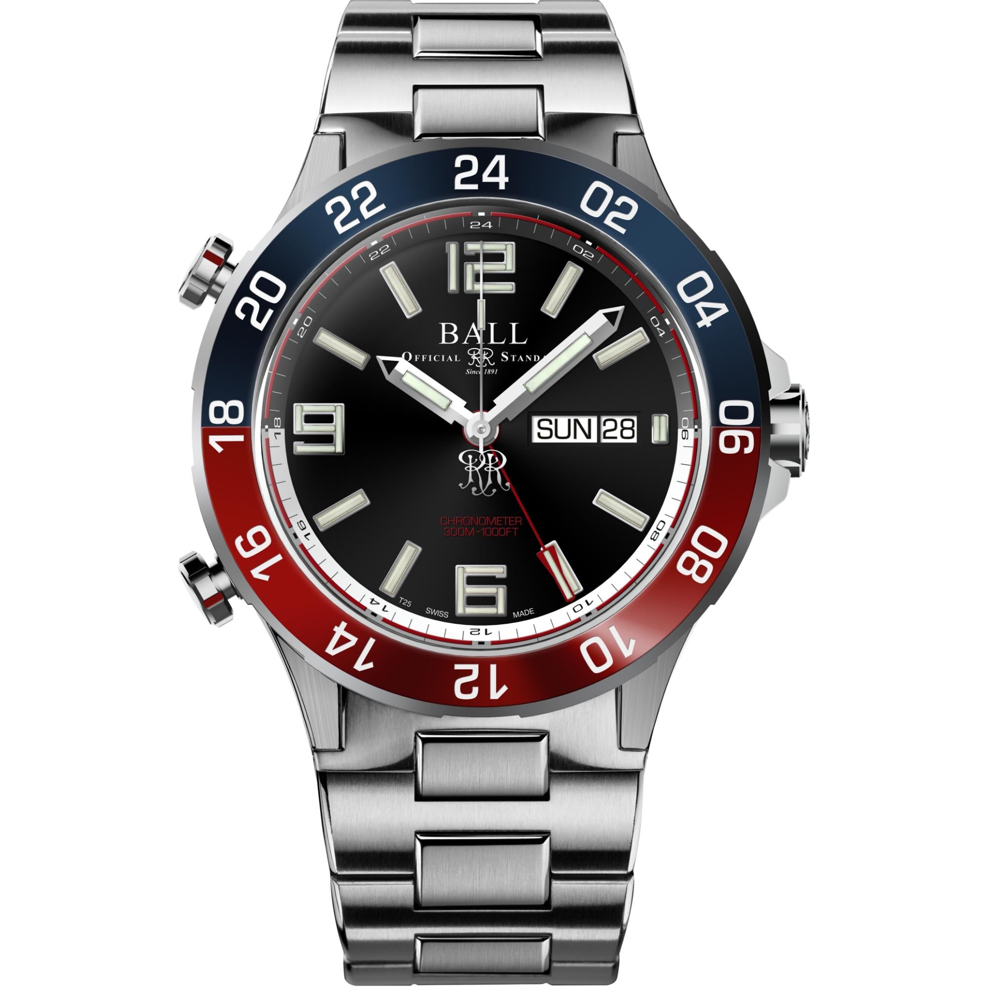 Ball Roadmaster Marine GMT Automatic Black Dial Titanium Bracelet Men’s Watch DG3222A-S1CJ-BK