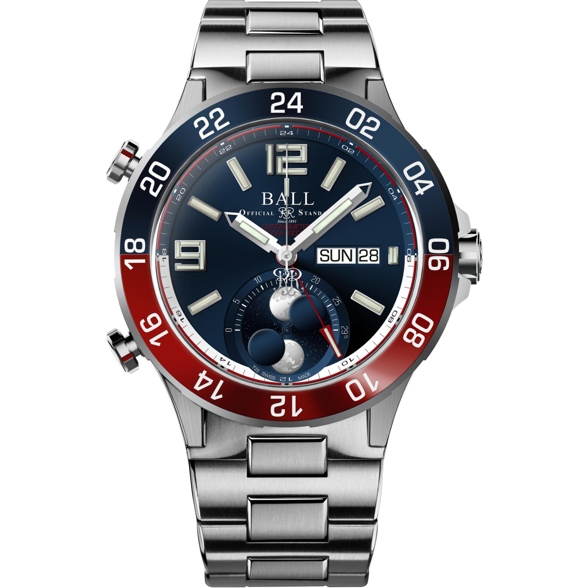 Roadmaster Marine GMT Moon Phase Automatic Dial Titanium Strap Watch DG3220A S1CJ BE
