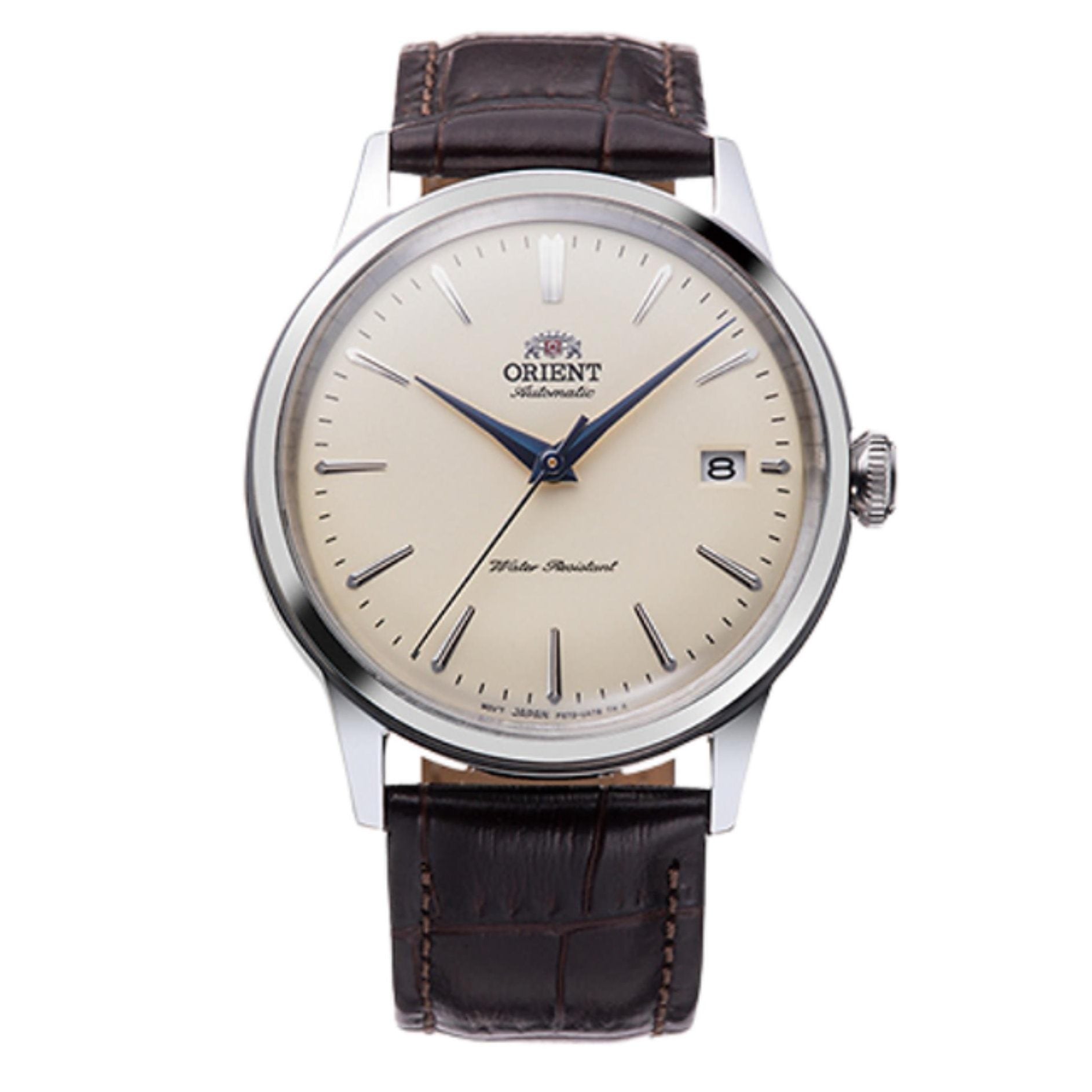 Orient Bambino Mechanical Cream Dial Brown Leather Strap Unisex Watch RA-AC0M04Y30B-2