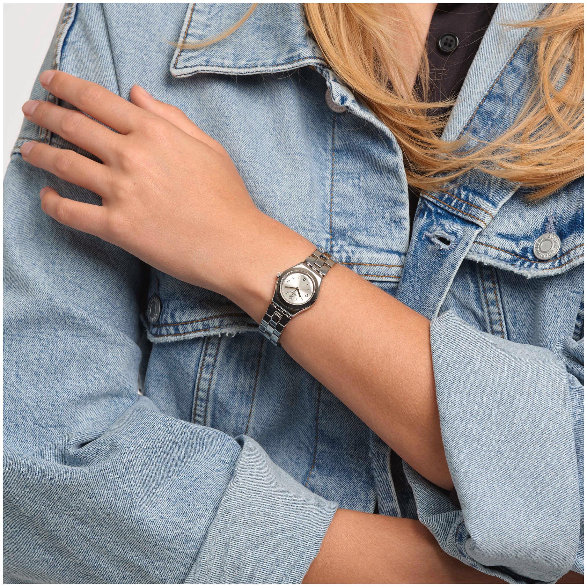 Swatch Gradino Quartz Silver Dial Stainless Steel Bracelet Ladies Watch YSS300G