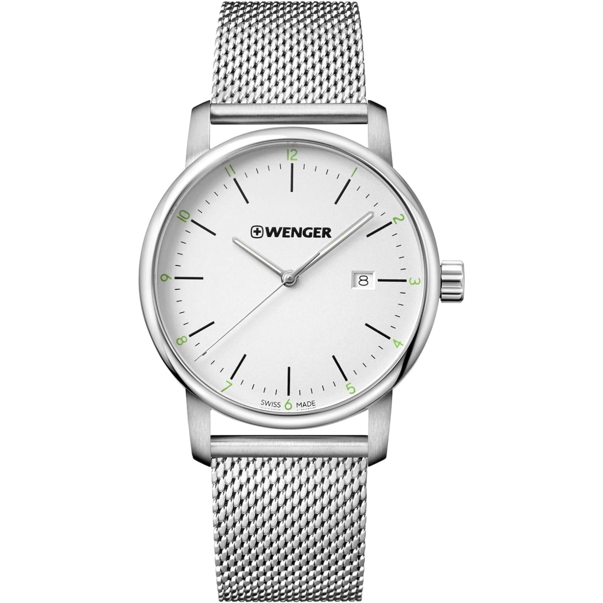 Wenger Urban Classic Quartz White Dial Stainless Steel Bracelet Men's Watch 01.1741.113