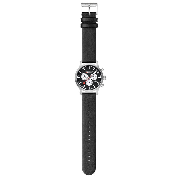 Mondaine Neo SBB Chrono Black Dial Grape Leather Strap Men's Watch MSD.41420.LBV