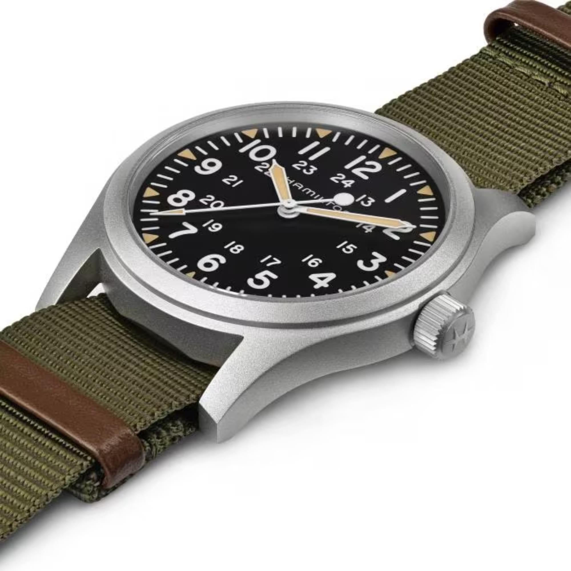 Hamilton Khaki Field Mechanical Black Dial Textile Bracelet Men's Watch H69529933