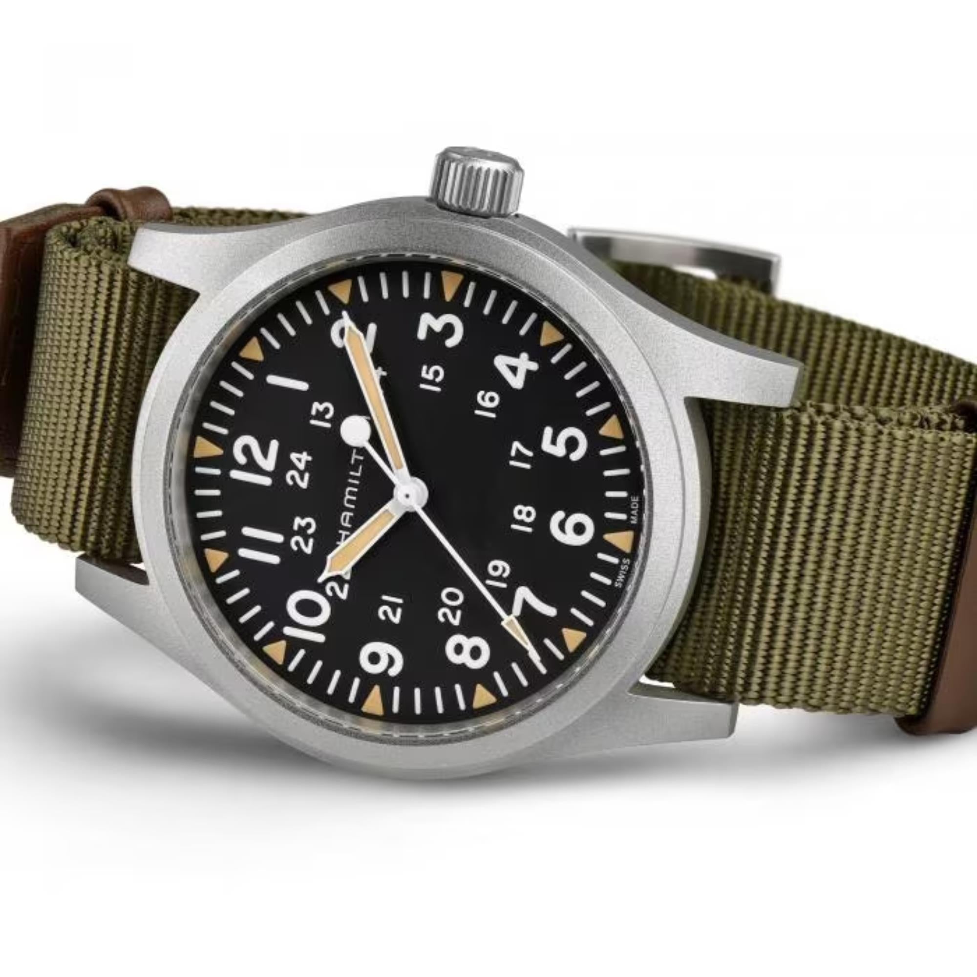 Hamilton Khaki Field Mechanical Black Dial Textile Bracelet Men's Watch H69529933