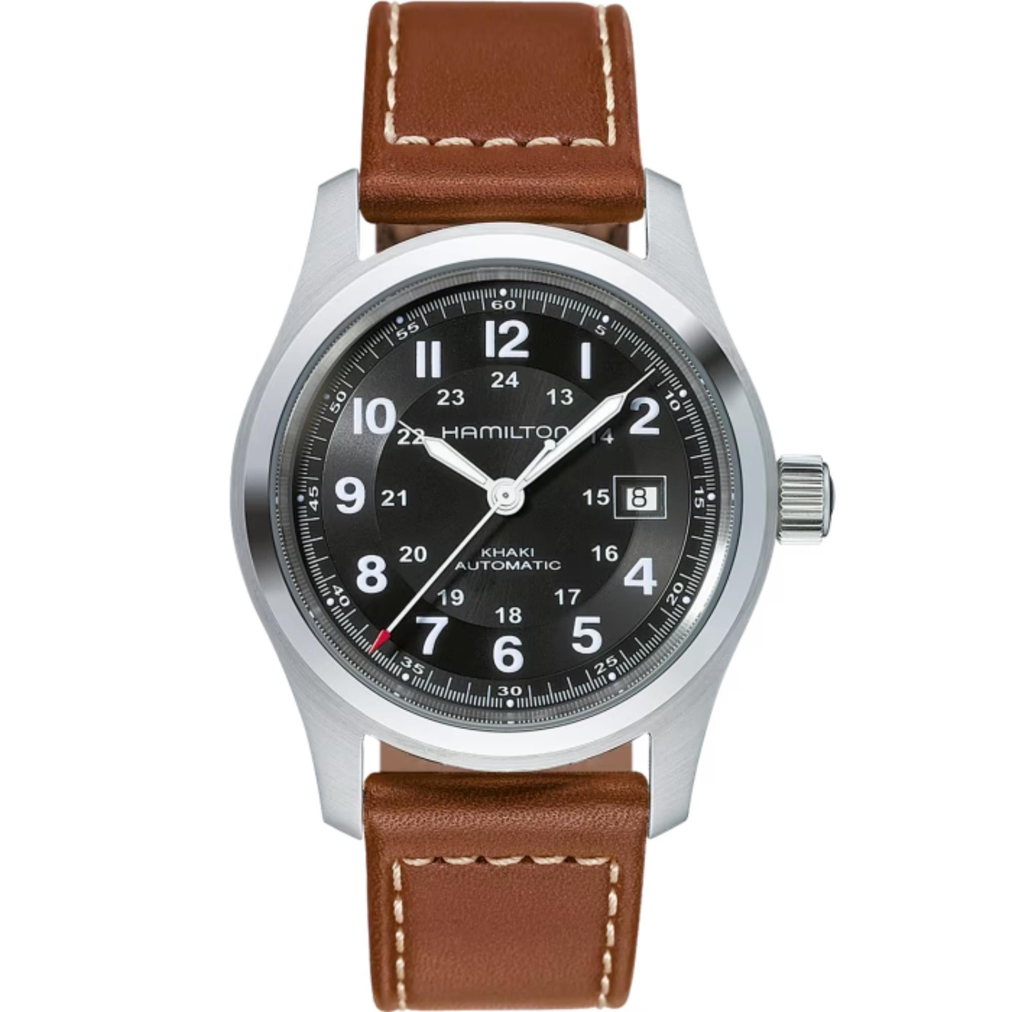 Hamilton Khaki Field 'The Avengers' Automatic Black Dial Brown Leather Strap Men's Watch H70555533