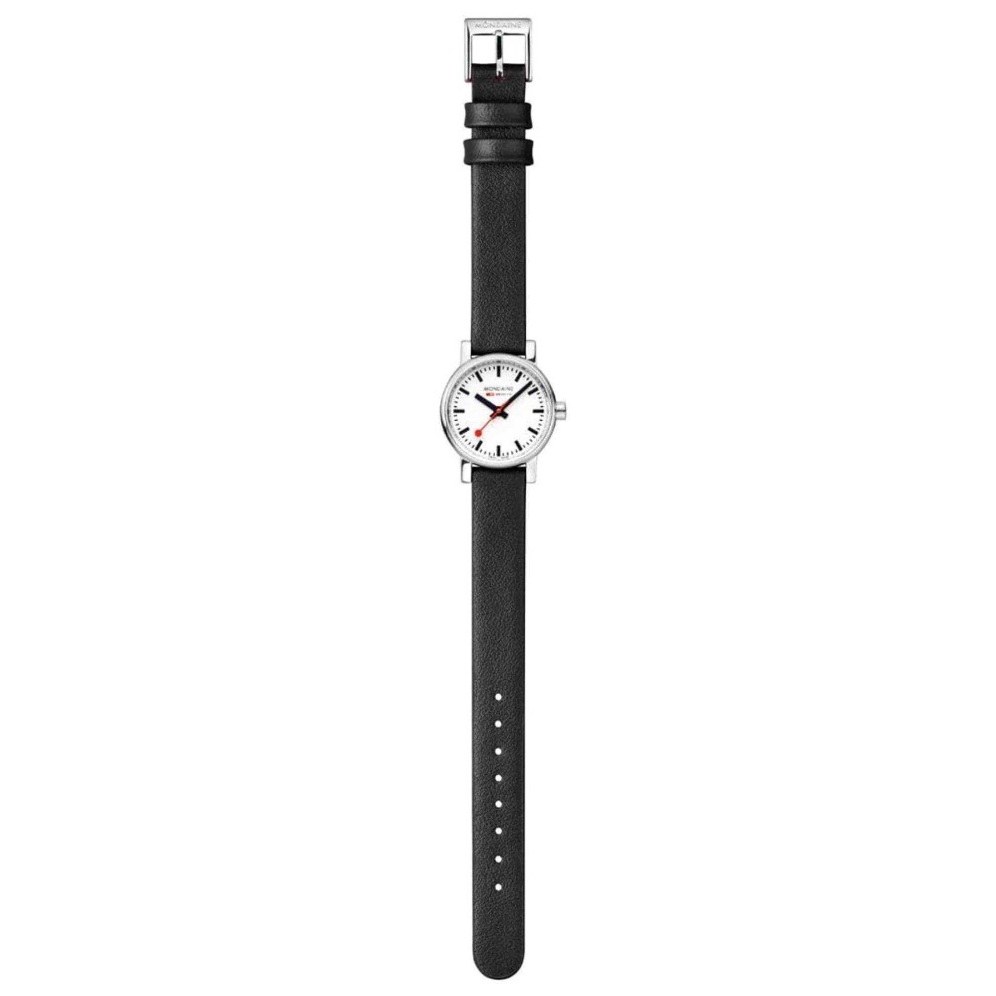 Mondaine EVO2 Quartz White Dial Black Vegan Grape Leather Strap Ladies Watch MSE.26110.LBV