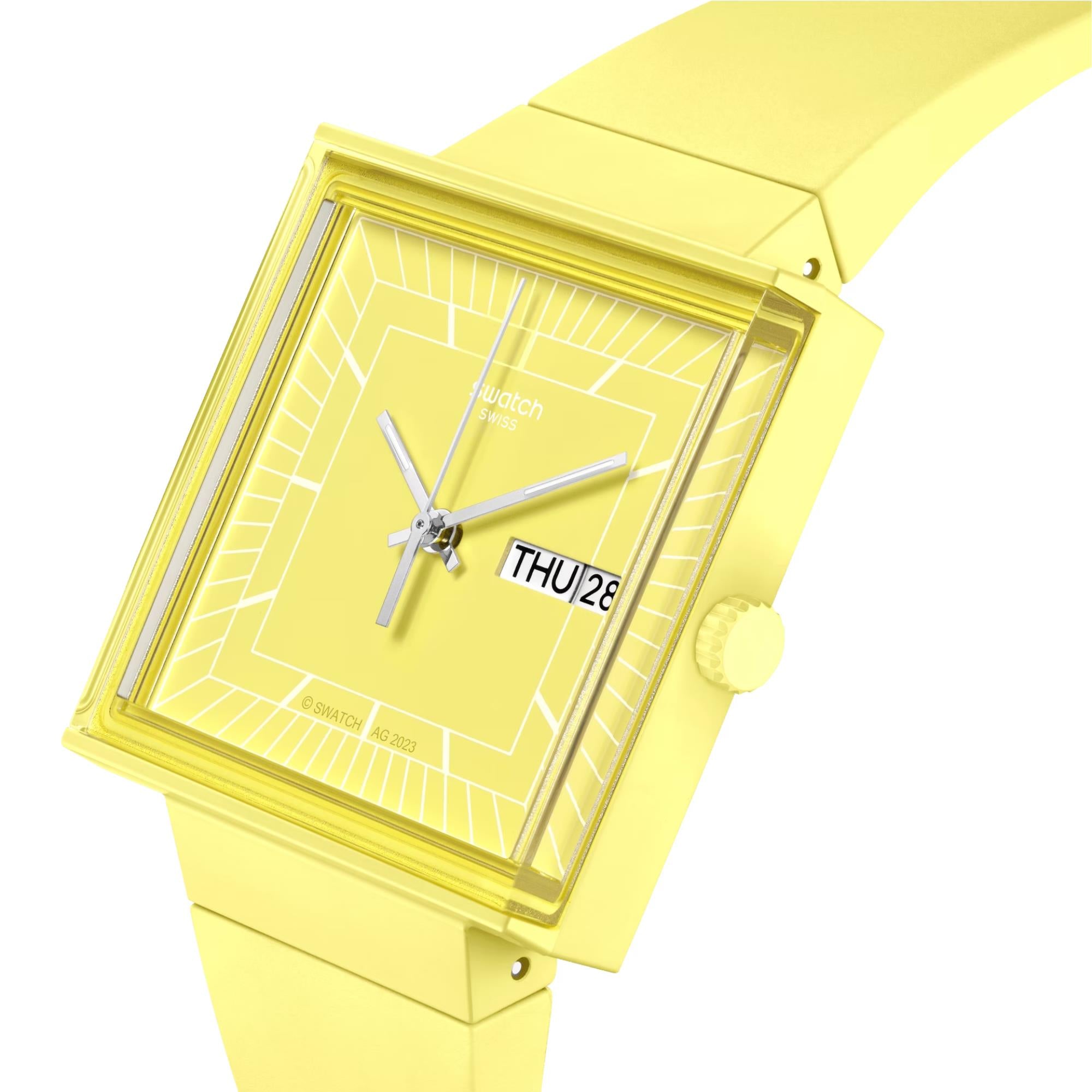 Swatch WHAT IF…LEMON? Quartz Yellow Dial Yellow Biosourced Strap Unisex Watch SO34J700