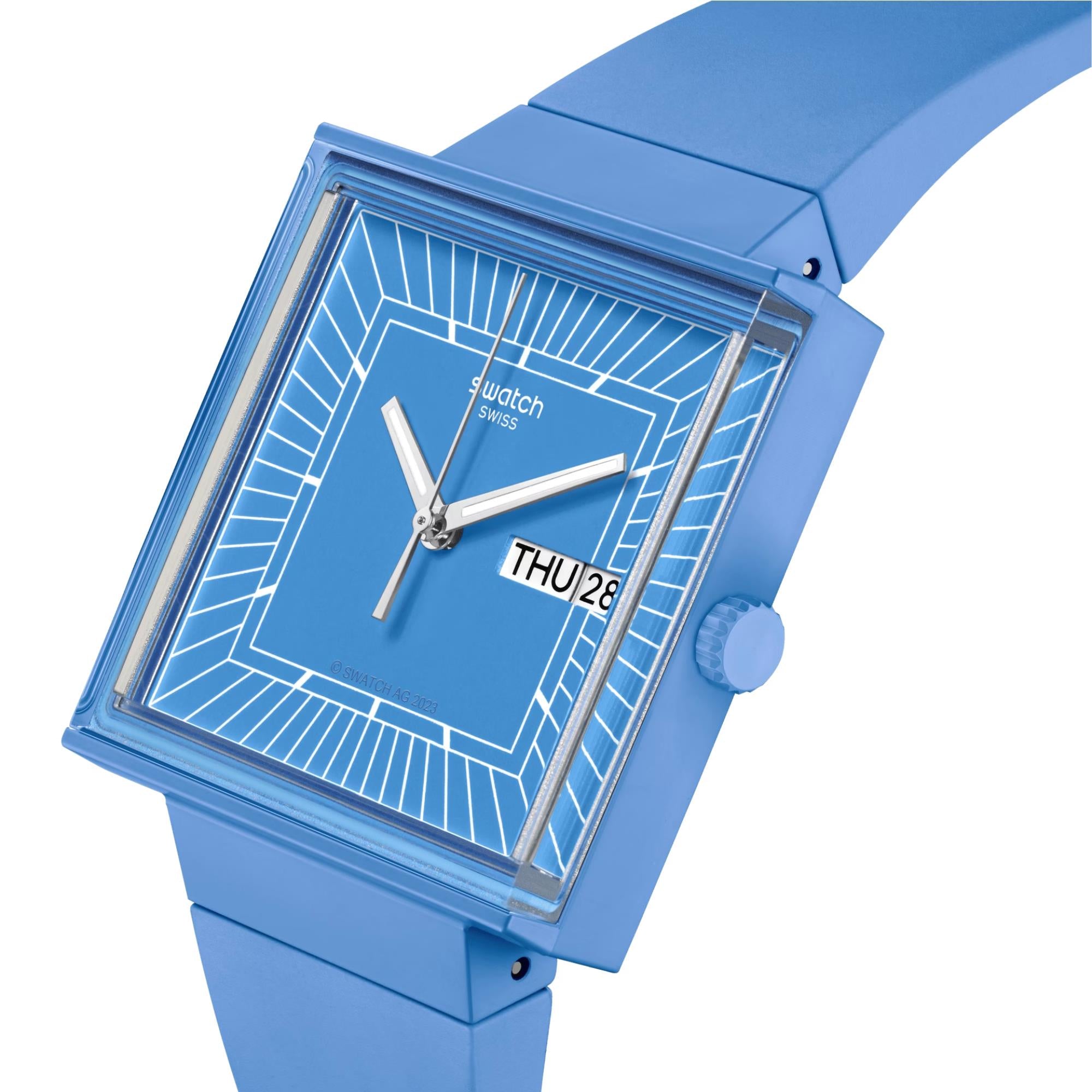 Swatch WHAT IF…SKY? Quartz Blue Dial Blue Biosourced Strap Unisex Watch SO34S700