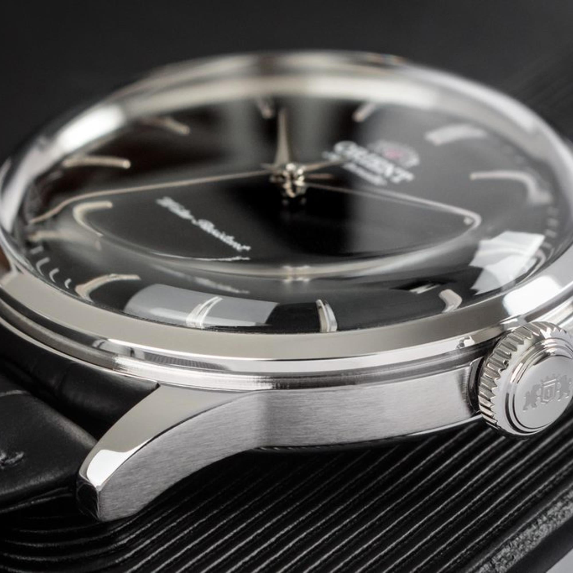 Orient Bambino 38mm Ex-Display Classic Black Dial Leather Mens Automatic Watch RA-AC0M02B10B-EX