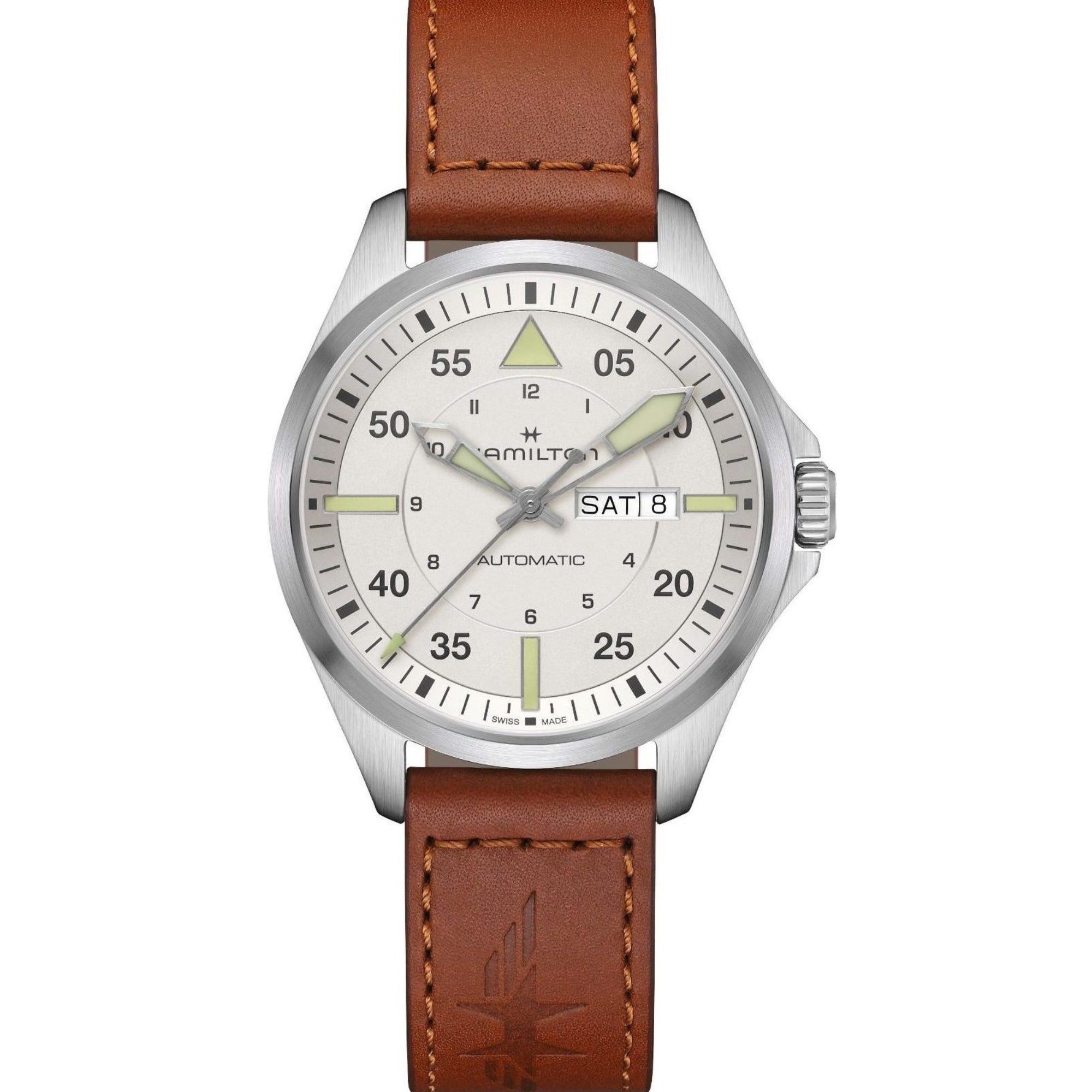 Hamilton Khaki Pilot Day Date Automatic Silver Dial Men's Watch H64635550