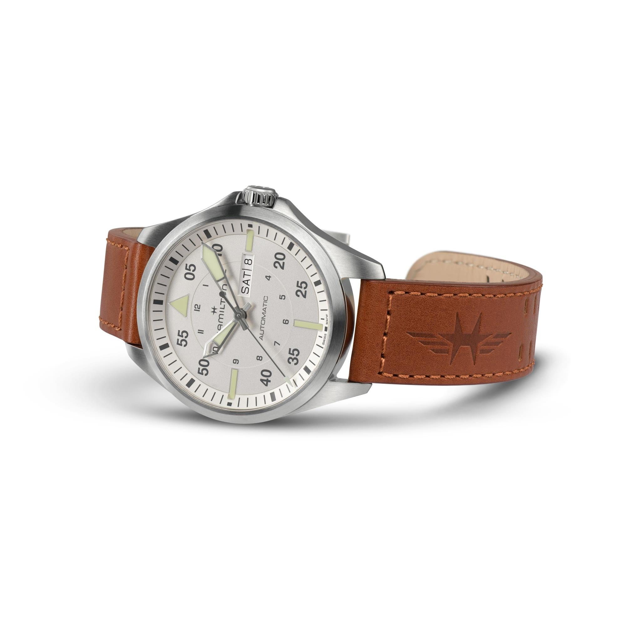 Hamilton Khaki Pilot Day Date Automatic Silver Dial Men's Watch H64635550