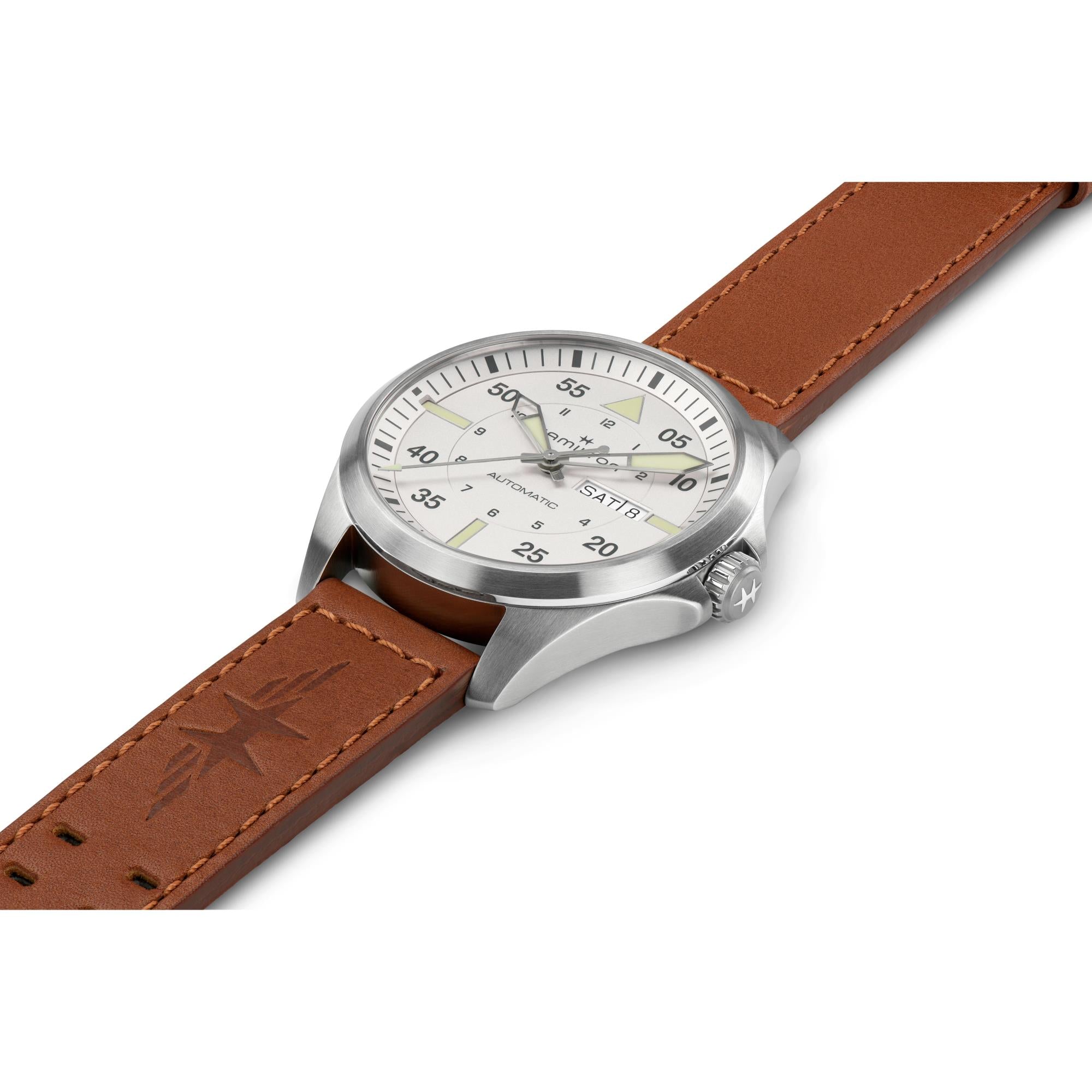 Hamilton Khaki Pilot Day Date Automatic Silver Dial Men's Watch H64635550