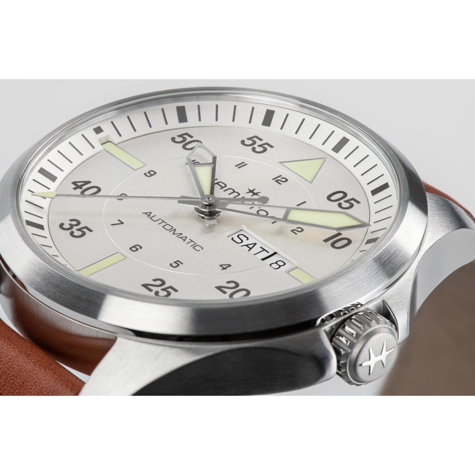 Hamilton Khaki Pilot Day Date Automatic Silver Dial Men's Watch H64635550