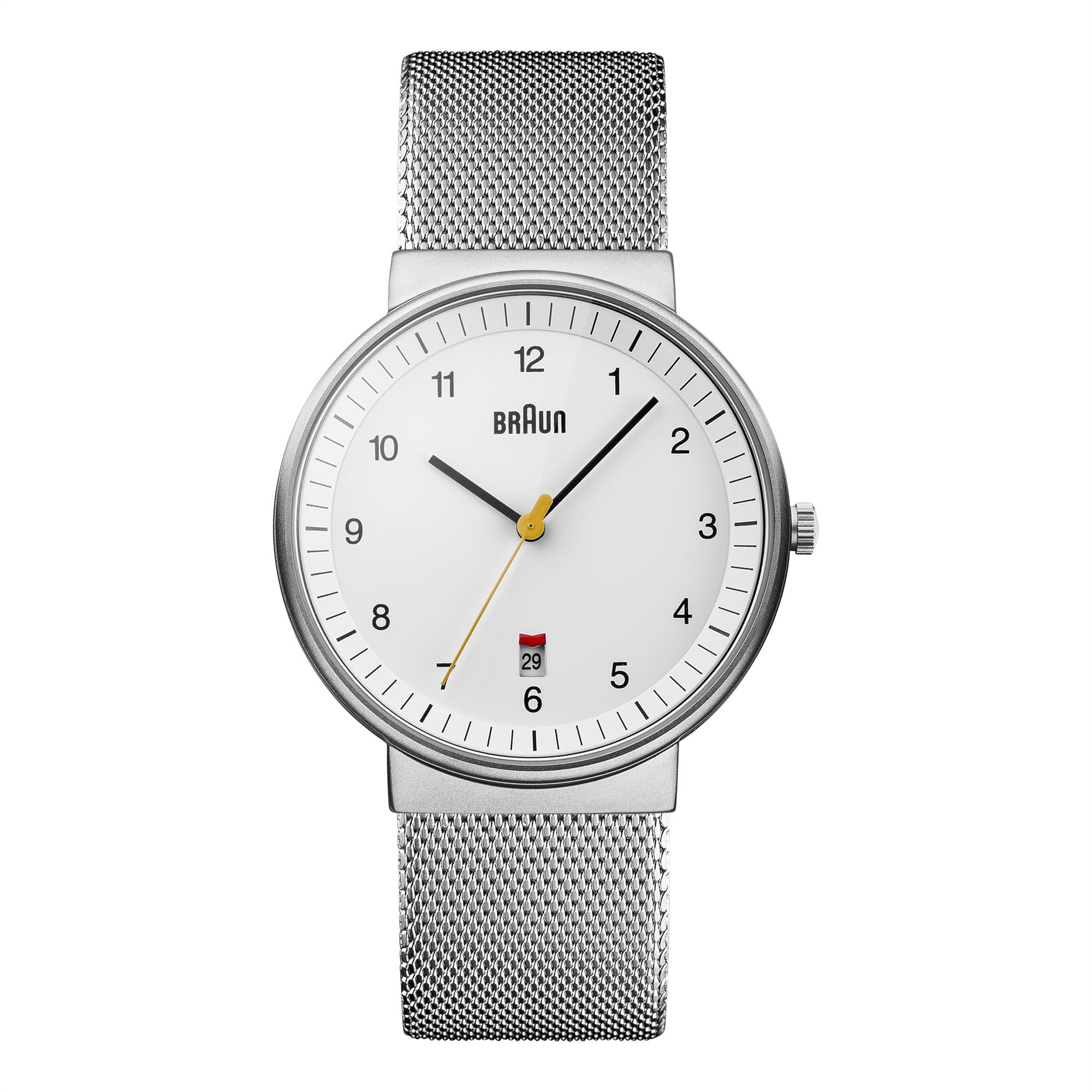 Braun Quartz Classic White Dial Stainless Steel Strap Men's Watch BN0032WHSLMHG