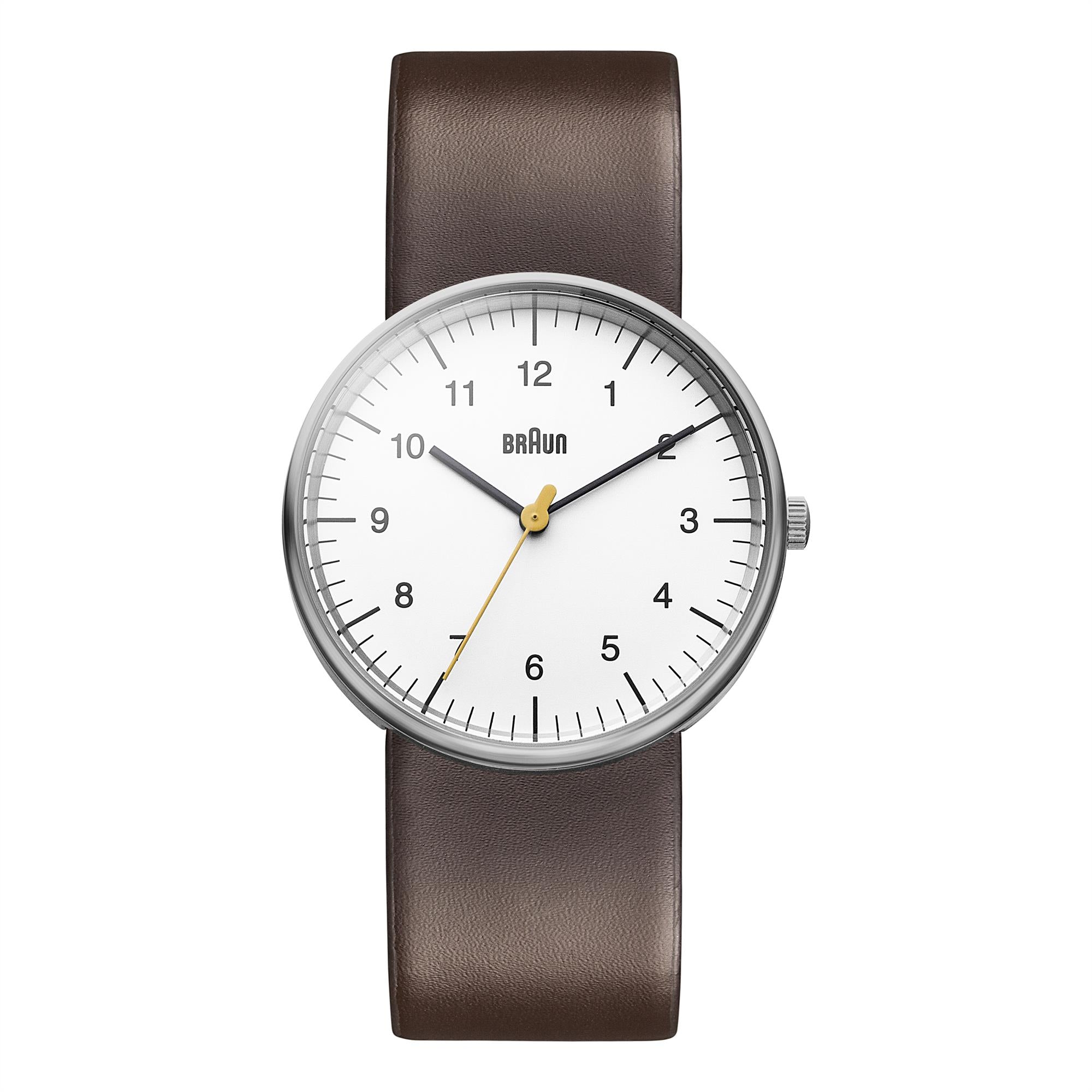 Braun Quartz Classic White Dial Brown Leather Strap Men's Watch BN0021WHBRG