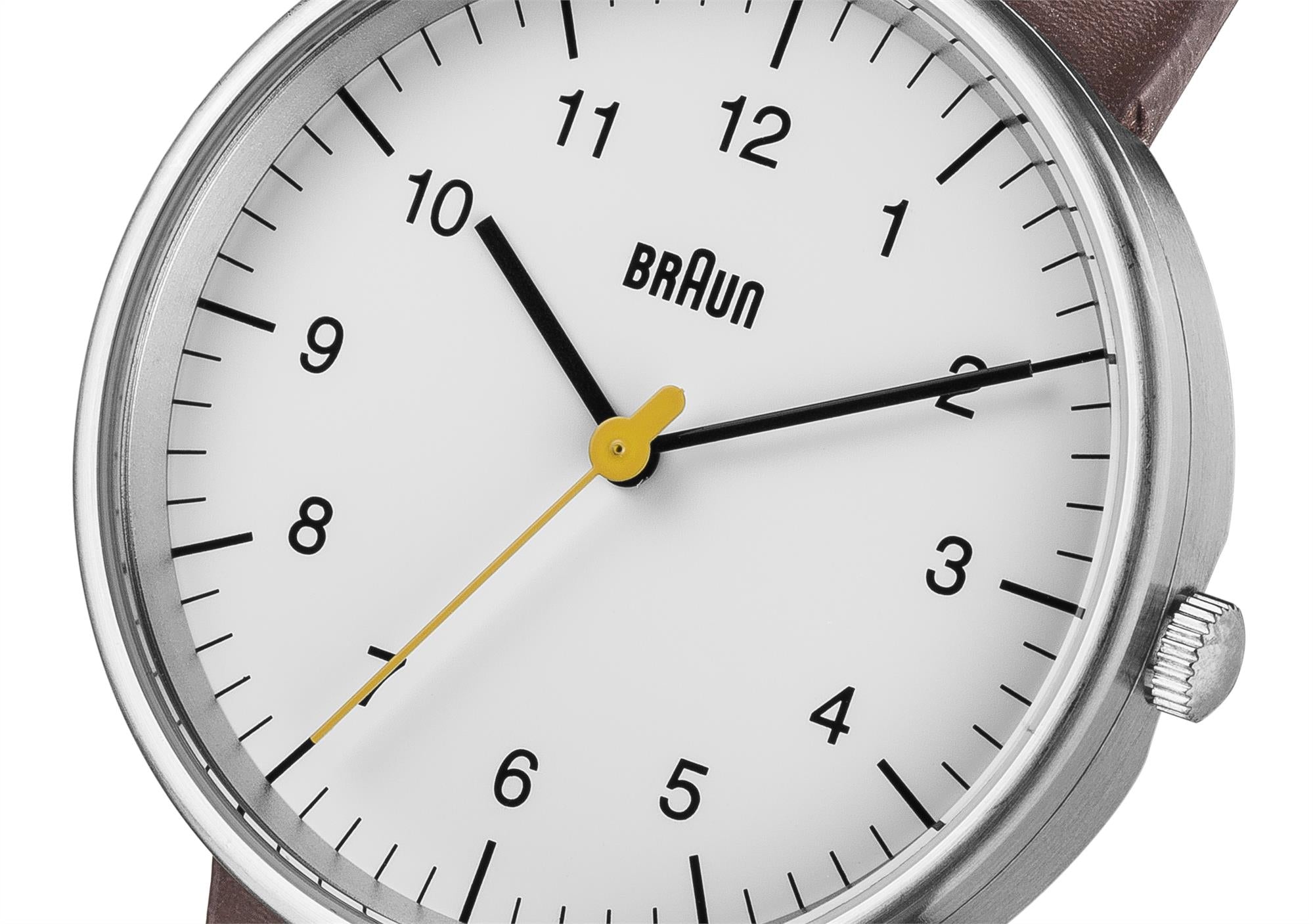 Braun Quartz Classic White Dial Brown Leather Strap Men's Watch BN0021WHBRG