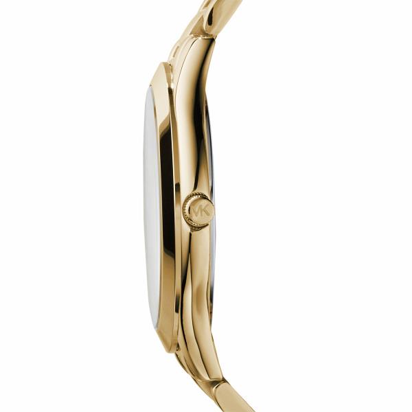 Michael Kors Slim Runway Gold Dial Stainless Steel Strap Ladies Watch MK3179