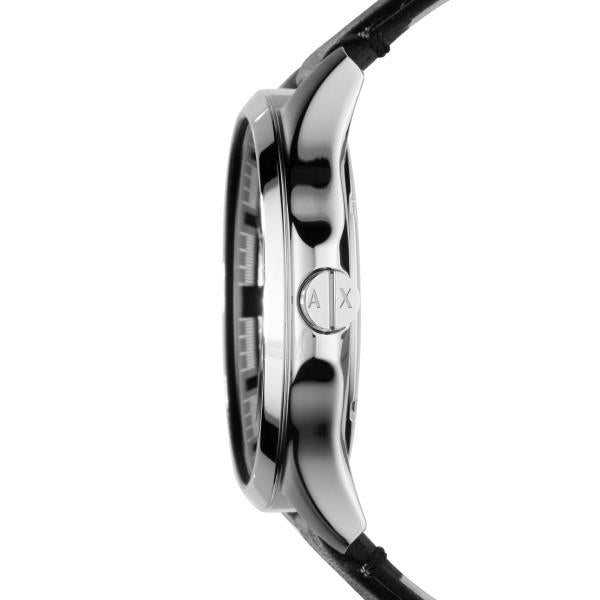 Armani Exchange Quartz Black Dial Black Leather Strap Men’s Watch AX2101