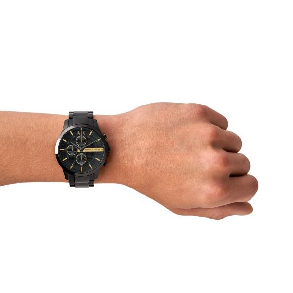 Armani Exchange Hampton 46mm Chronograph Black Dial Steel Mens Quartz Watch AX2164