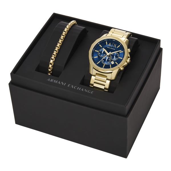 Armani Exchange Quartz Blue Dial Steel Strap Men’s Watch and Bracelet Set AX7151SET