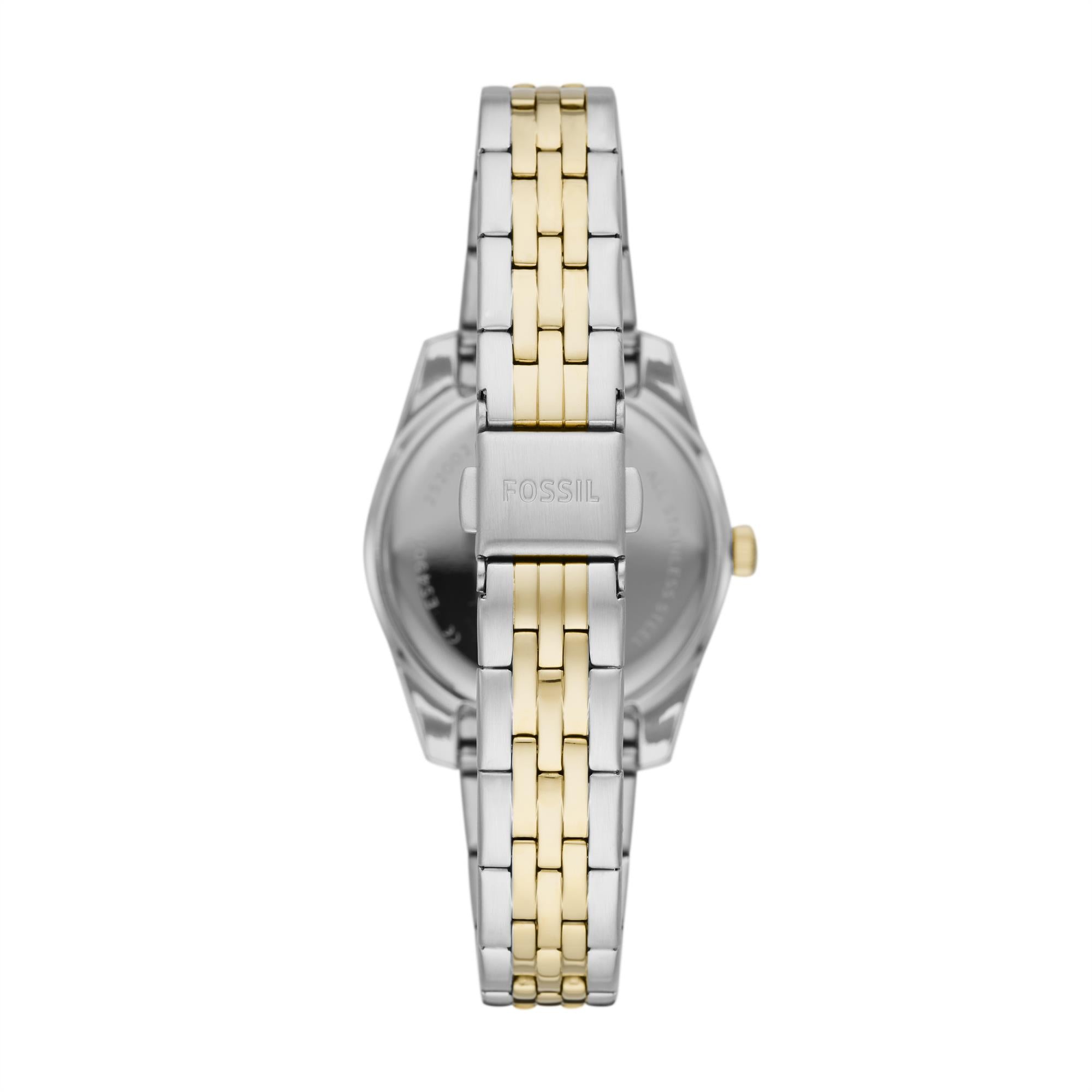 Fossil Scarlette Mini Two-Tone Stainless Steel Bracelet Gold Dial Women's Watch ES4949