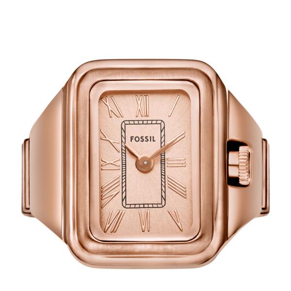 Fossil Raquel Rose Gold-Tone Stainless Steel Rose Gold Dial Ring Ladies Watch ES5345