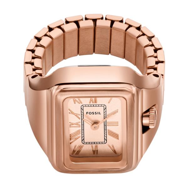 Fossil Raquel Rose Gold-Tone Stainless Steel Rose Gold Dial Ring Ladies Watch ES5345