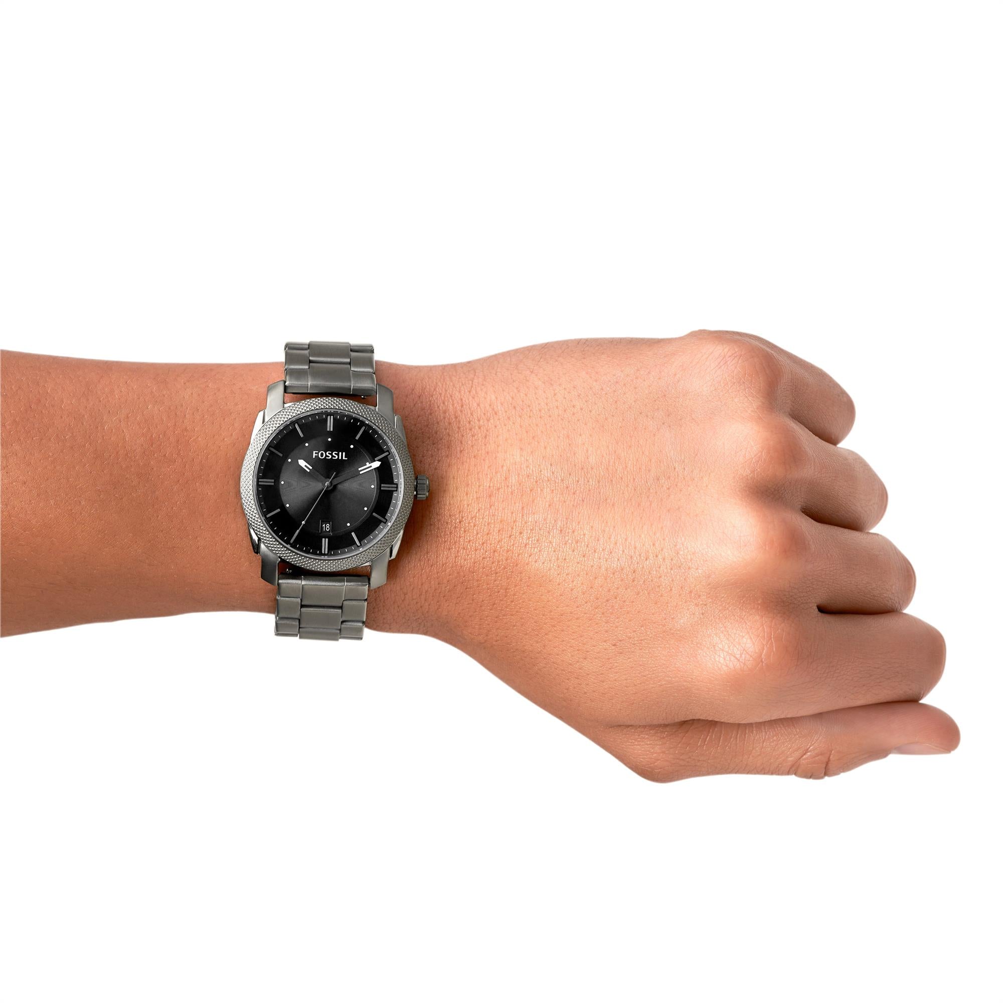 Fossil Machine Smoke Stainless Steel Black Dial Men's Watch FS4774