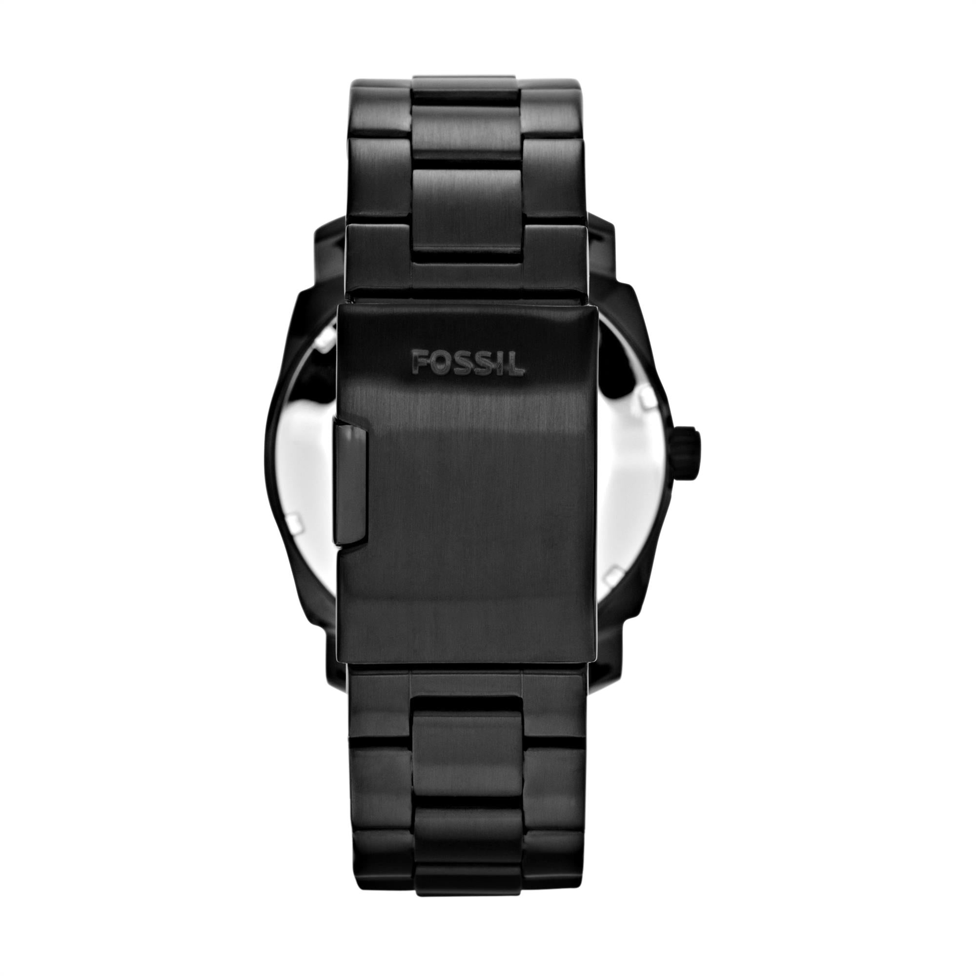 Fossil Machine Black Stainless Steel Bracelet Black Dial Men's Watch FS4775
