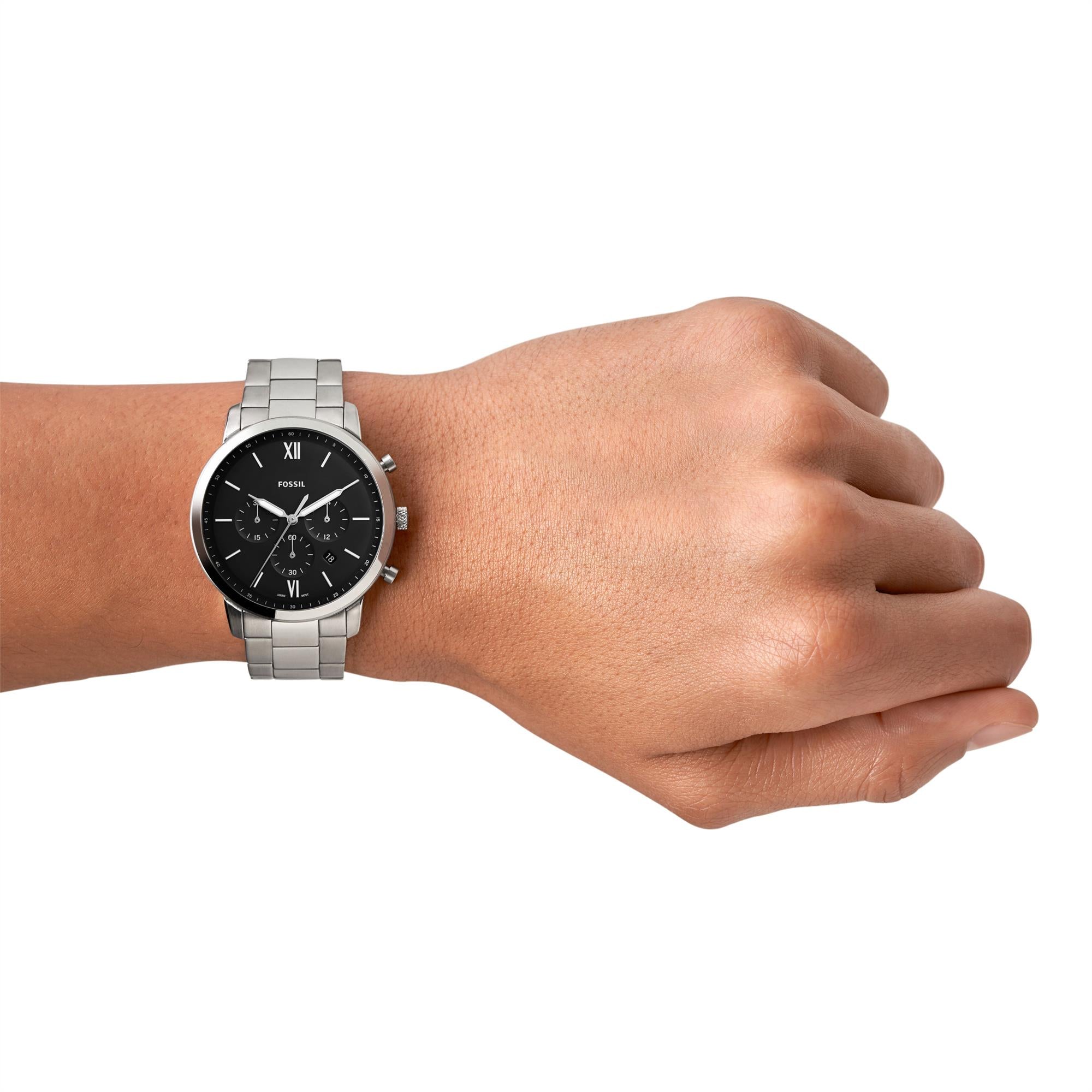 Fossil Neutra Chronograph Stainless Steel Bracelet Black Dial Men's Watch FS5384