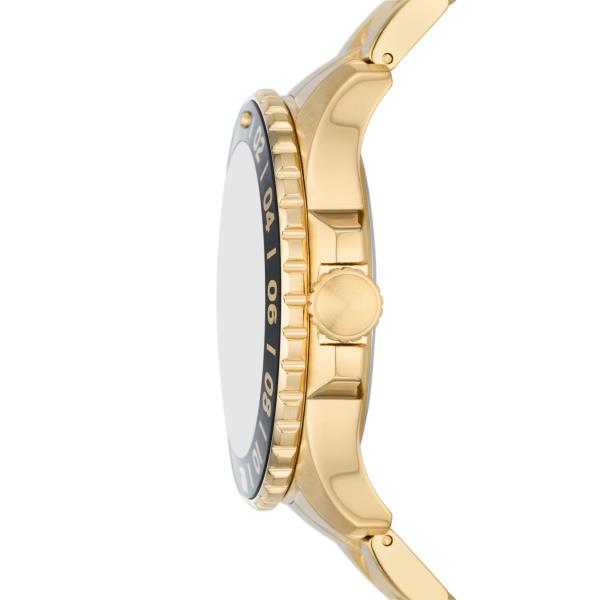 Fossil Blue GMT Gold-Tone Stainless Steel Bracelet Black Dial Men's Watch FS5990