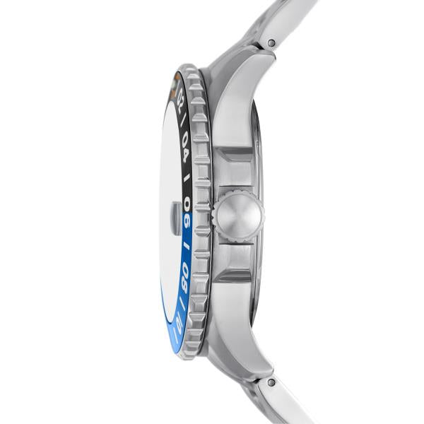 Fossil Blue GMT Silver Stainless Steel Bracelet Blue Dial Men's Watch FS5991