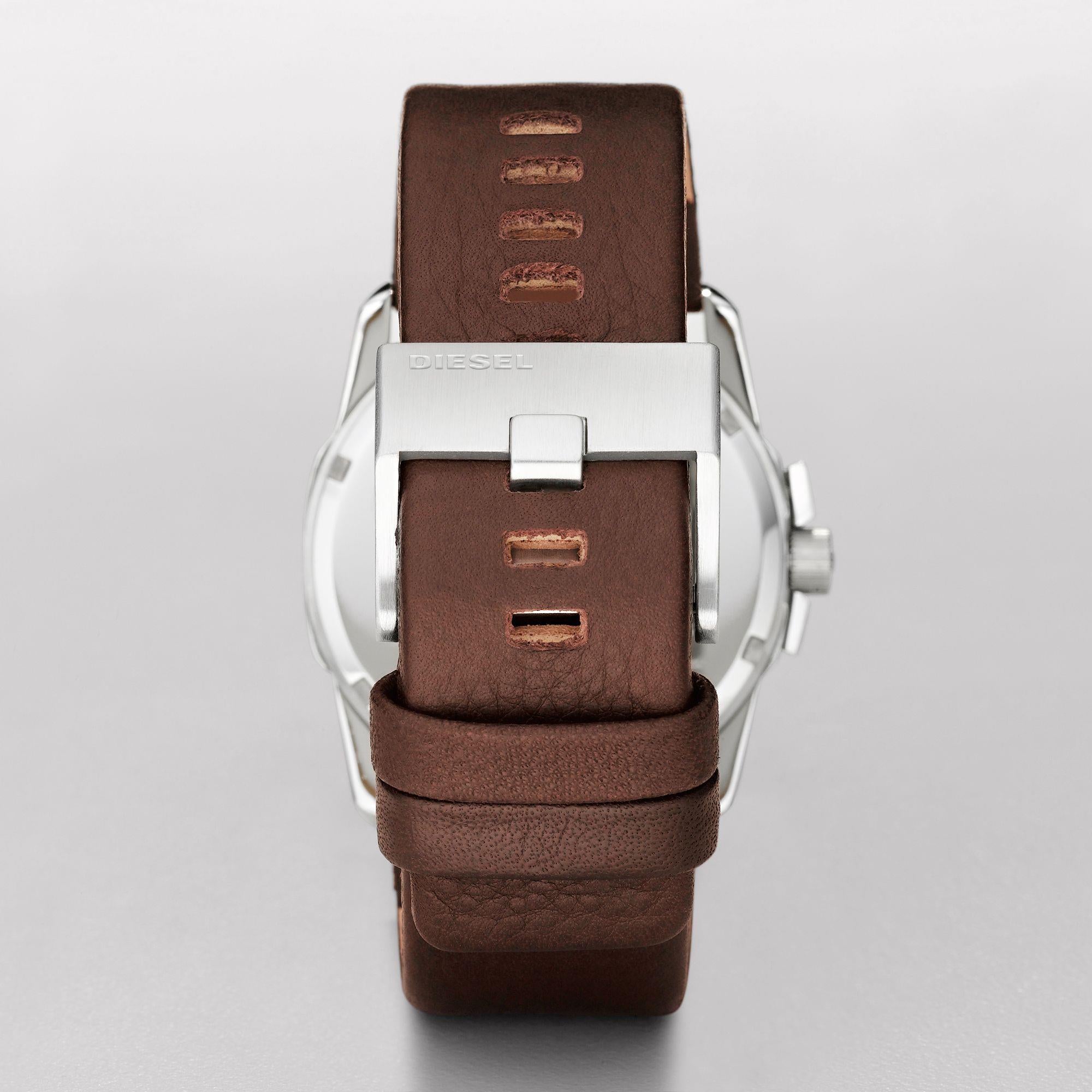Diesel Master Chief Brown Leather Strap Black Dial Men's Watch DZ1206