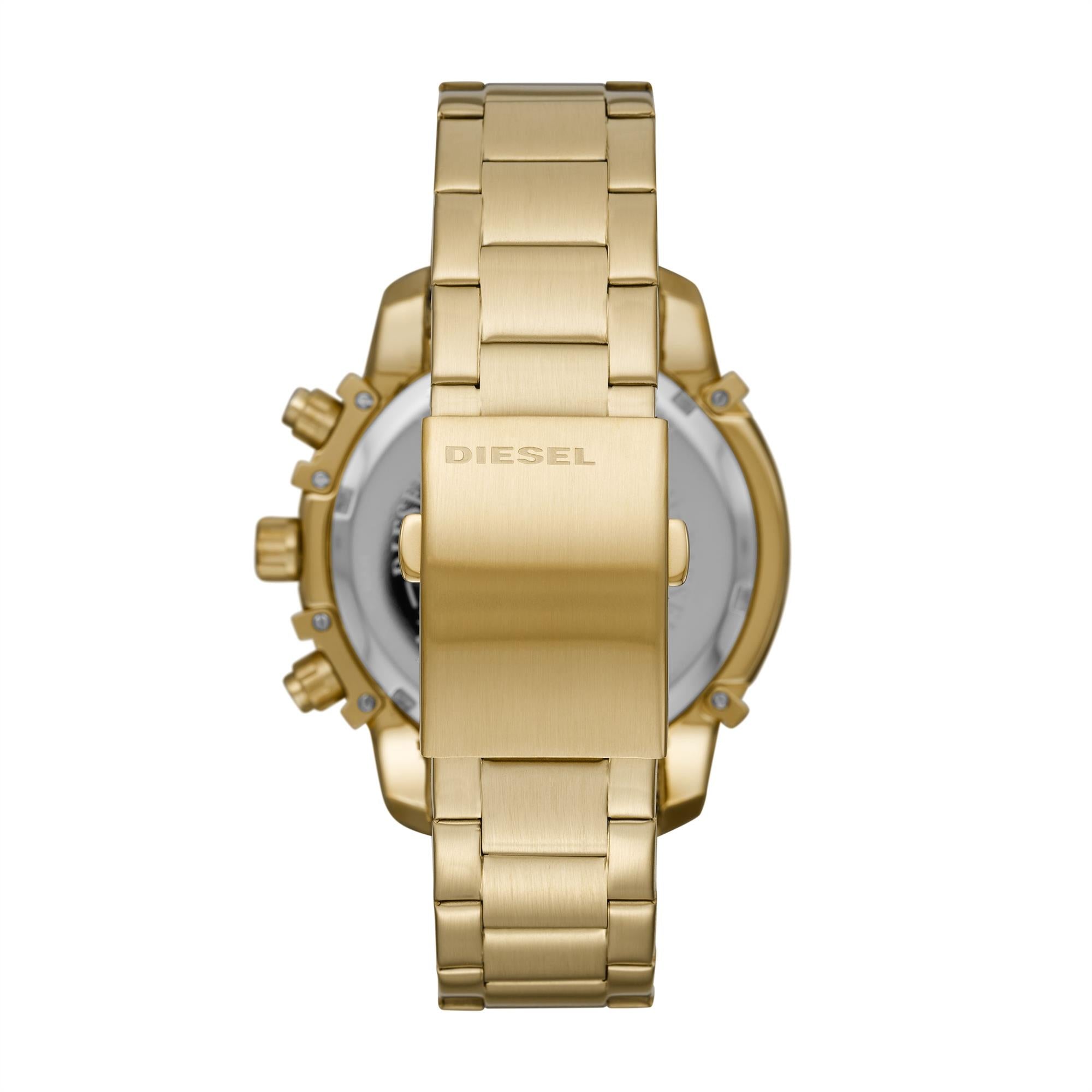 Diesel Griffed Gold-Tone Stainless Steel Bracelet Black Dial Men's Watch DZ4522