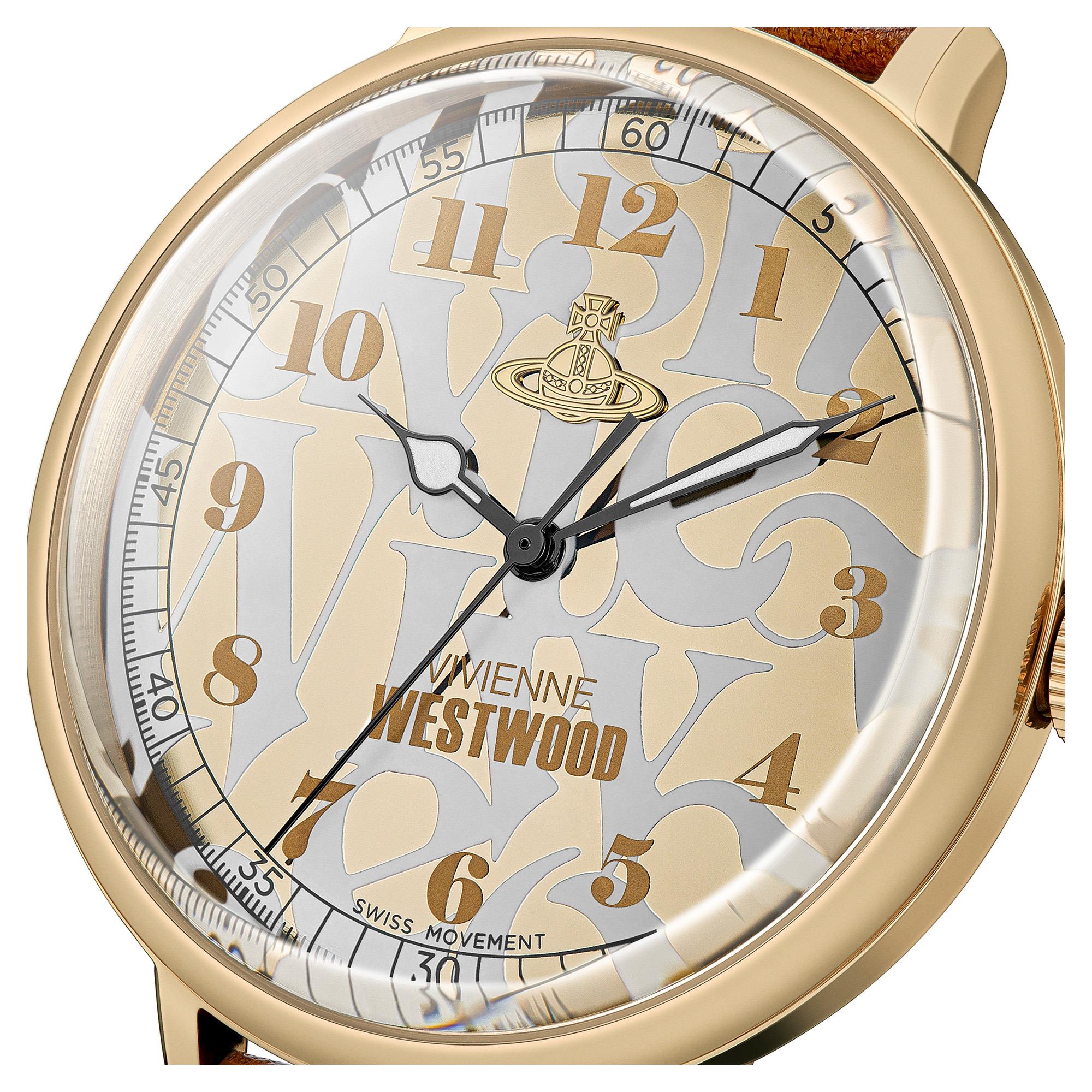 Vivienne Westwood Cavendish Quartz Gold Dial Leather Strap Ladies Watch VV299GDBR