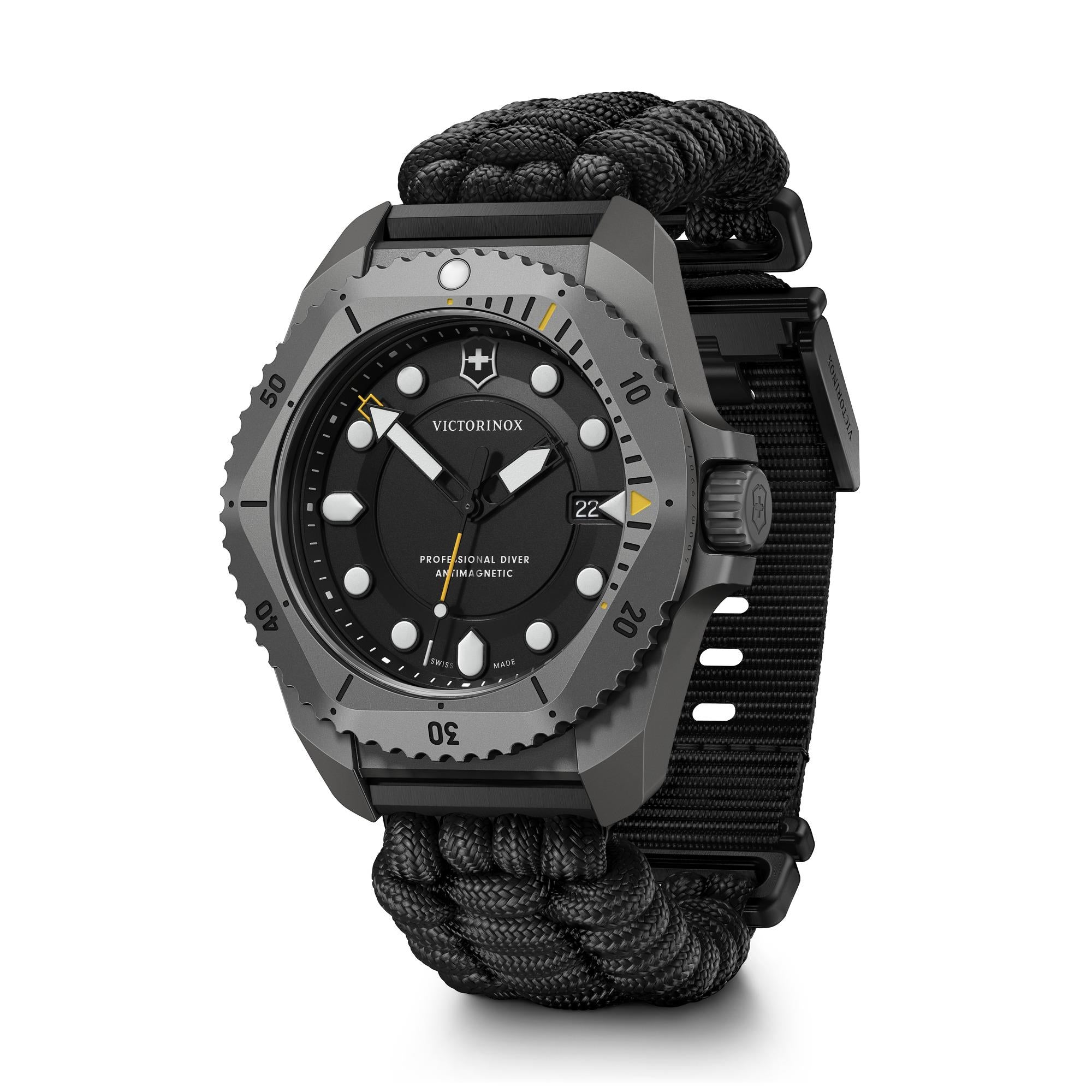 Victorinox Dive Pro Quartz Black Dial Black Paracord Strap Men’s Watch 241993.1