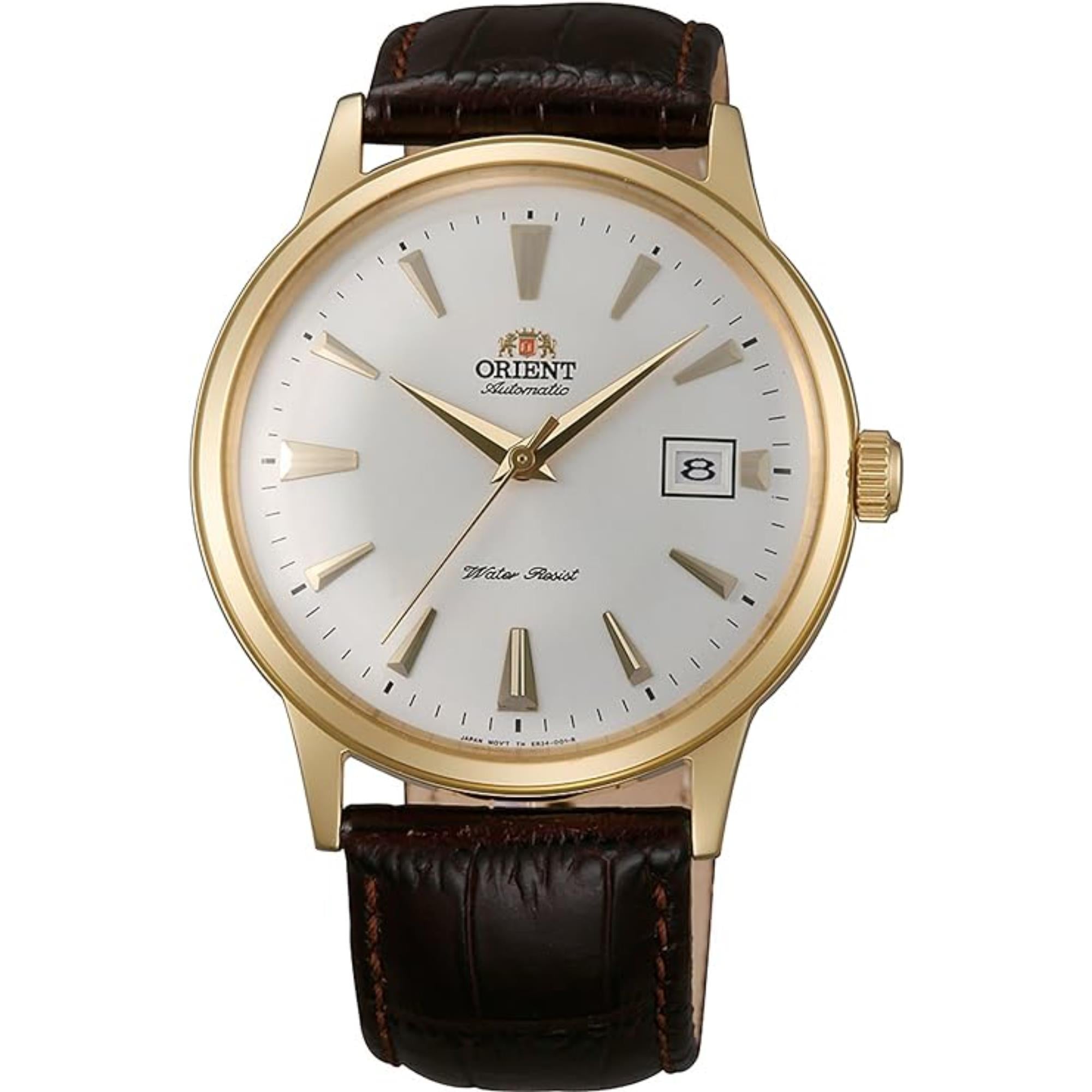 Orient Bambino Classic Vintage Style Automatic White Dial Leather Strap Men's Dress Watch TAC00003W0