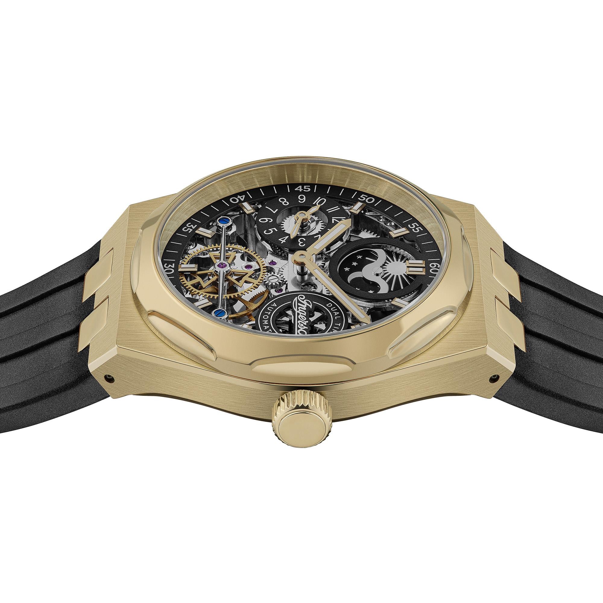Ingersoll 1892 The Broadway Automatic Men's Watch with Black Skeleton Dial and Black PU Strap - I12907