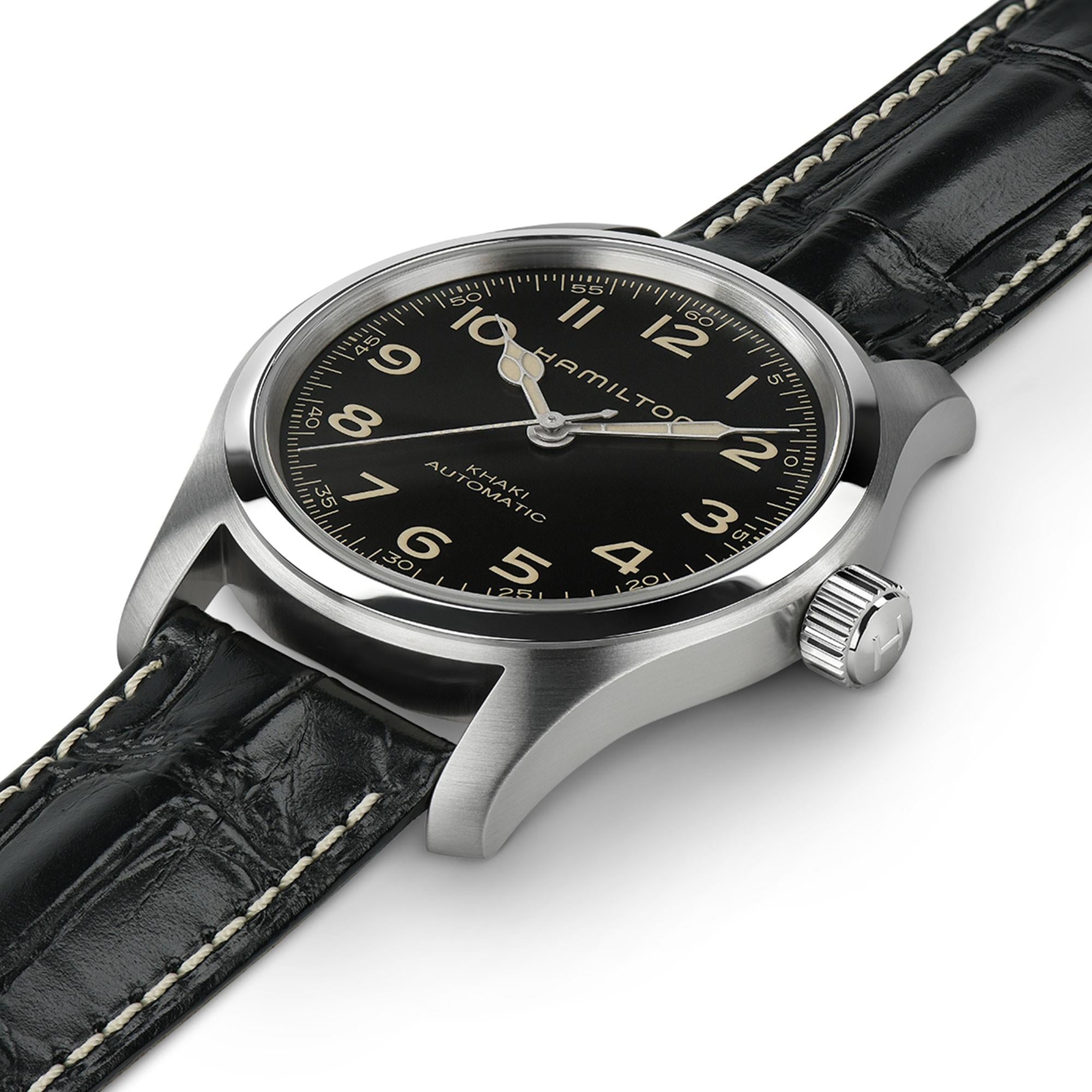 Hamilton Khaki Field Murph Automatic Black Dial Black Leather Strap Men's Watch H70605731