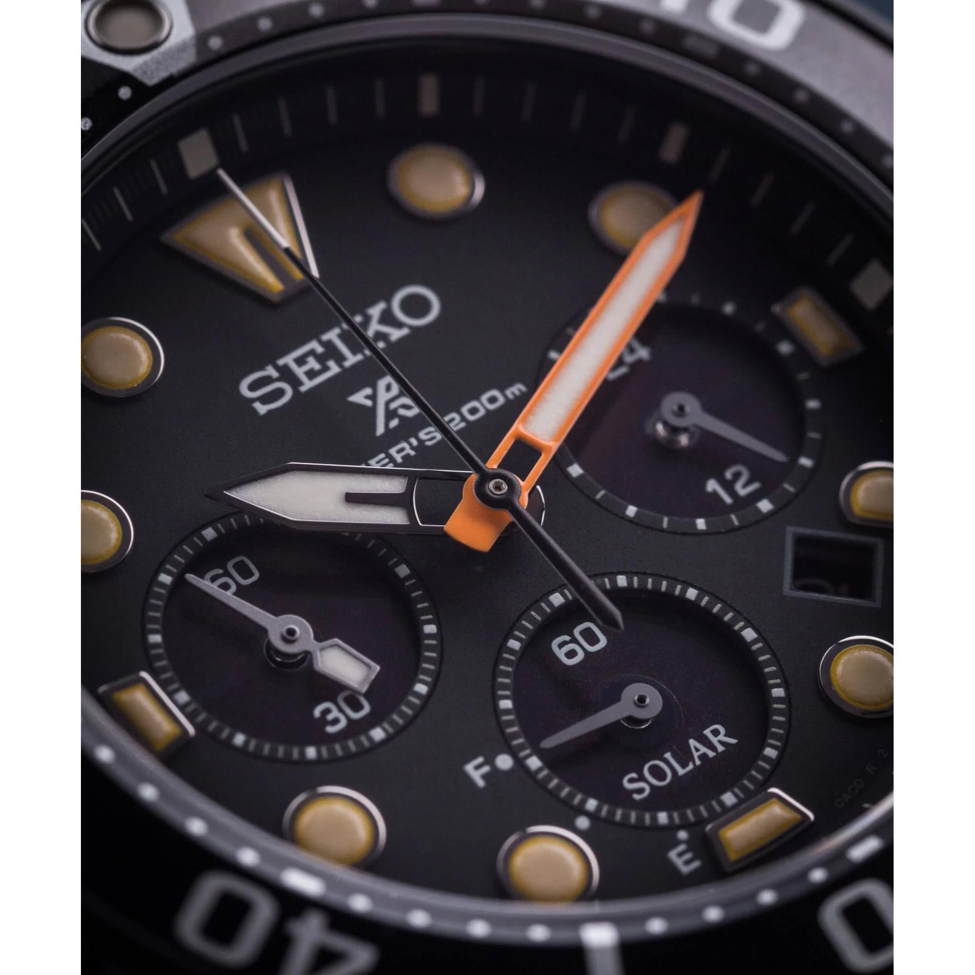 Seiko Limited Edition Diver’s Prospex Black Series ‘Sumo’ Solar Black Dial Silicone Strap Men's Watch SSC761J1