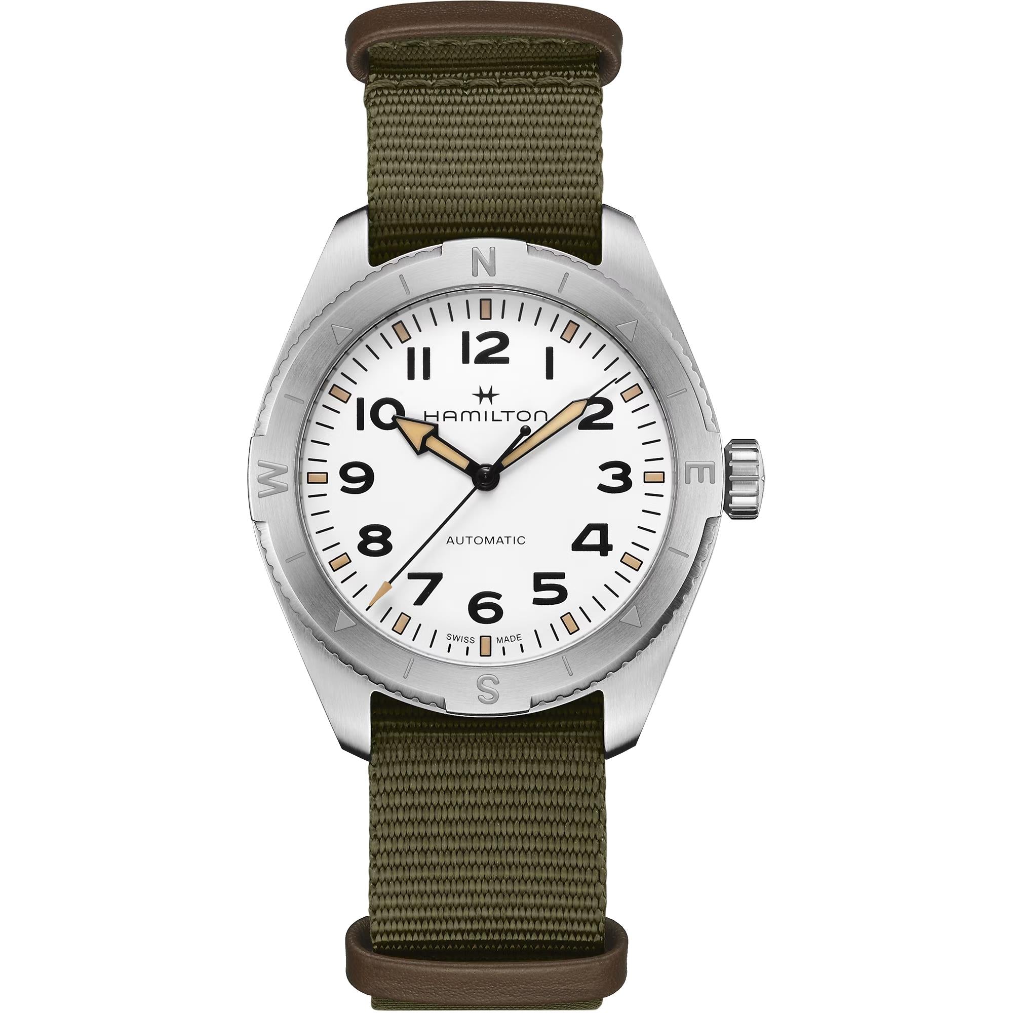 Hamilton Khaki Field Expedition Automatic White Dial Green NATO Strap Watch H70315910