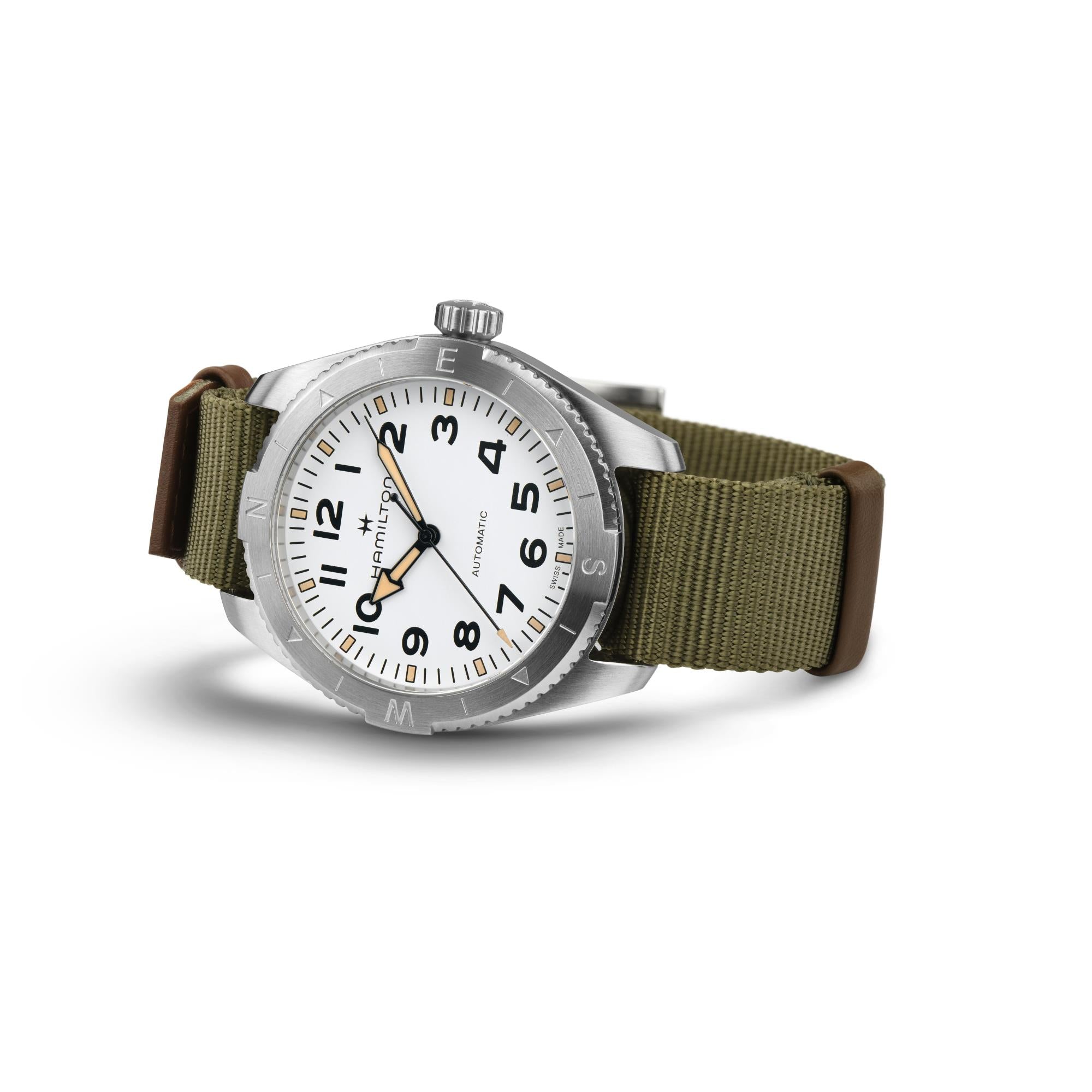 Hamilton Khaki Field Expedition Automatic White Dial Green NATO Strap Watch H70315910