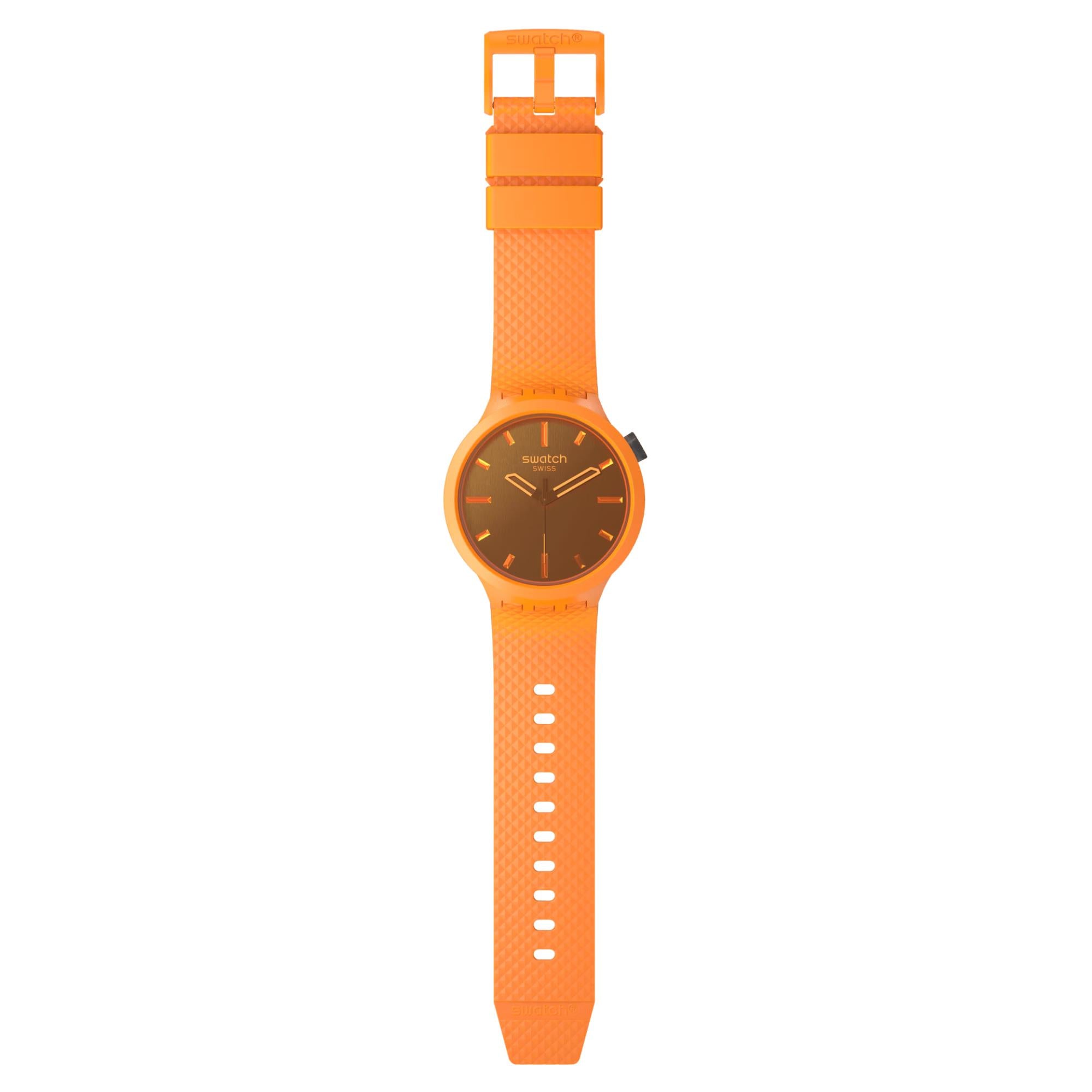 Swatch Big Bold Crushing Orange Bio-Sourced Case Silicone Strap Watch SB05O102