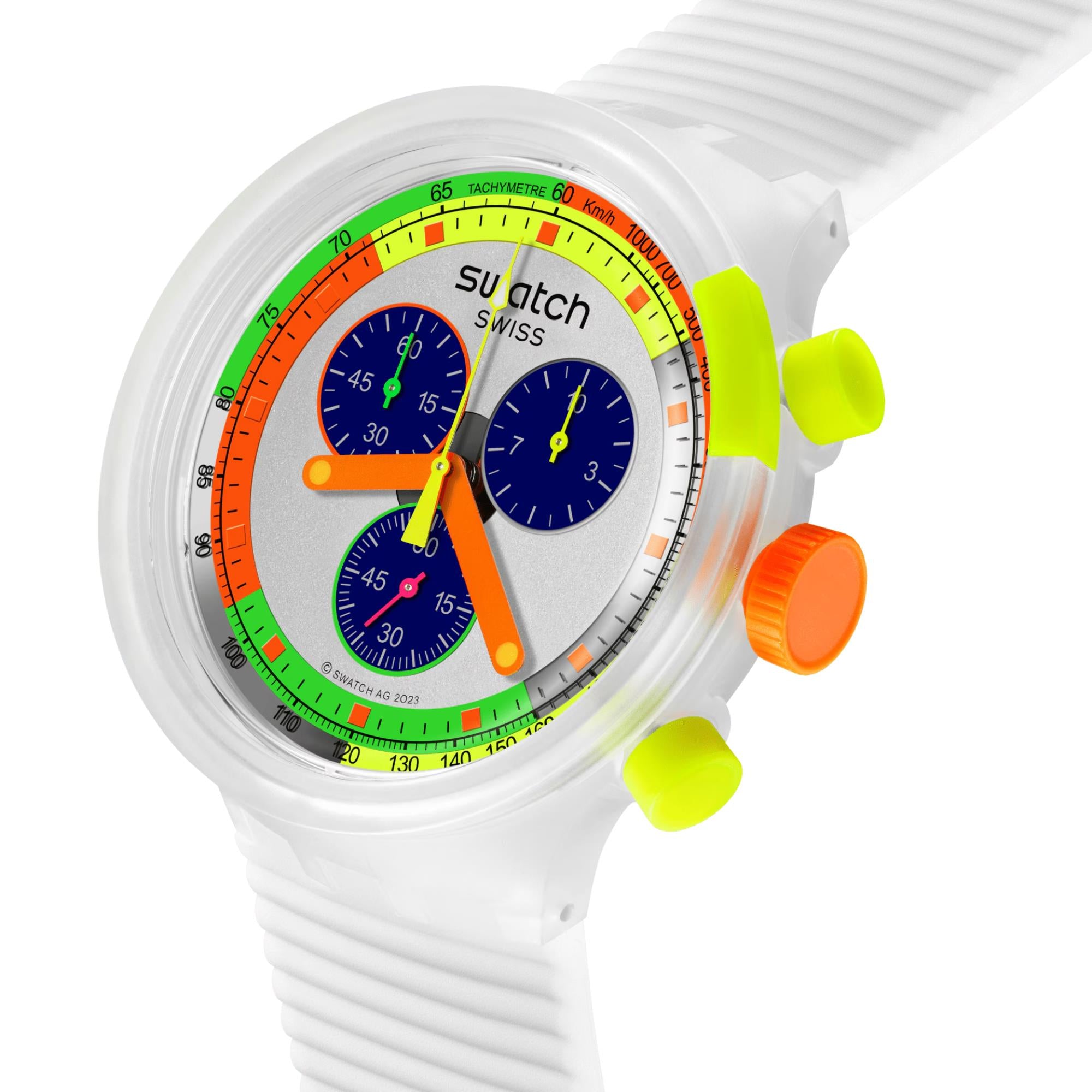 Swatch Neon Jelly Multicolour Dial Silicone Strap Chronograph Unisex Watch SB02K100