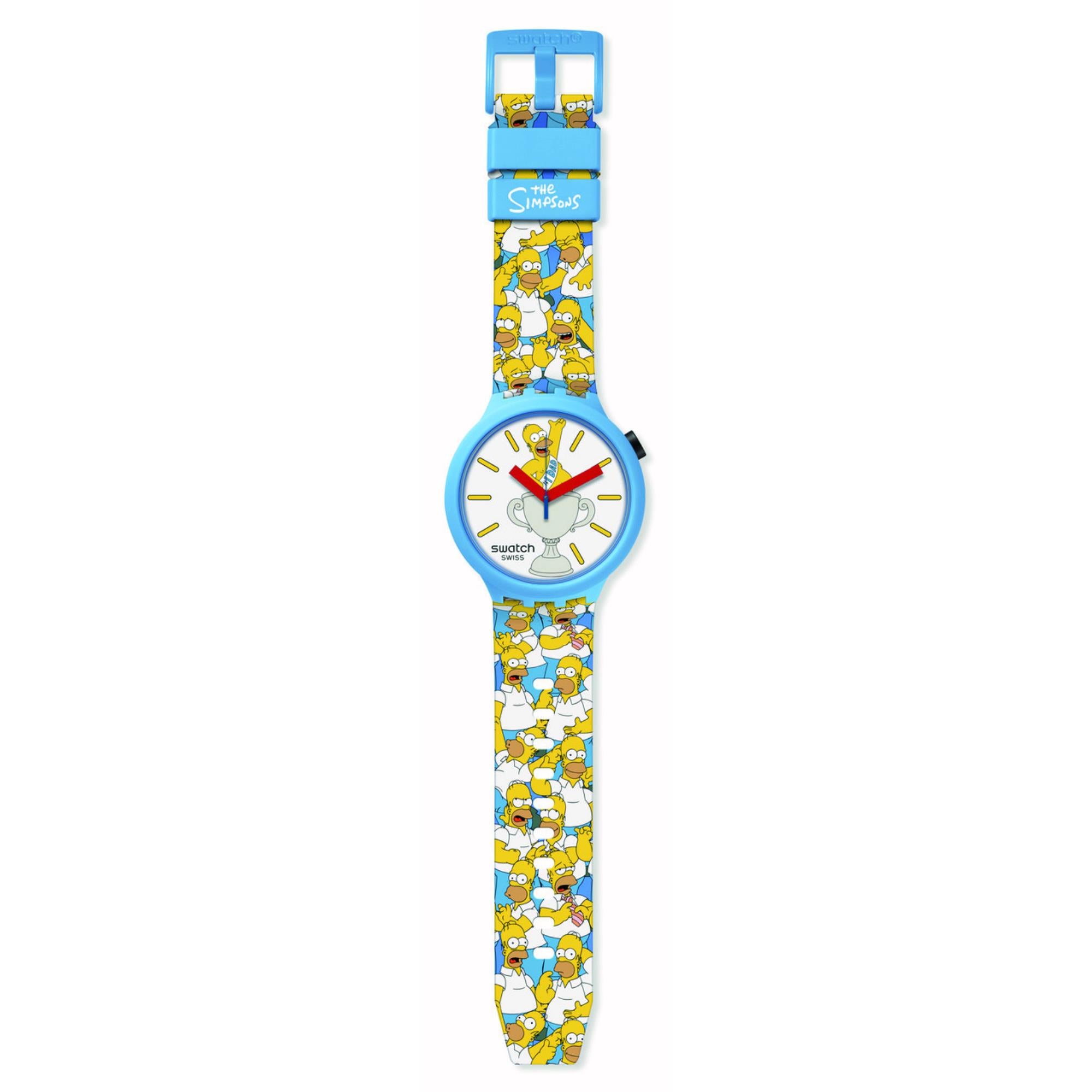 Swatch BIG BOLD BEST. DAD. EVER. White Dial Blue Silicone Strap Unisex Watch SB05Z100